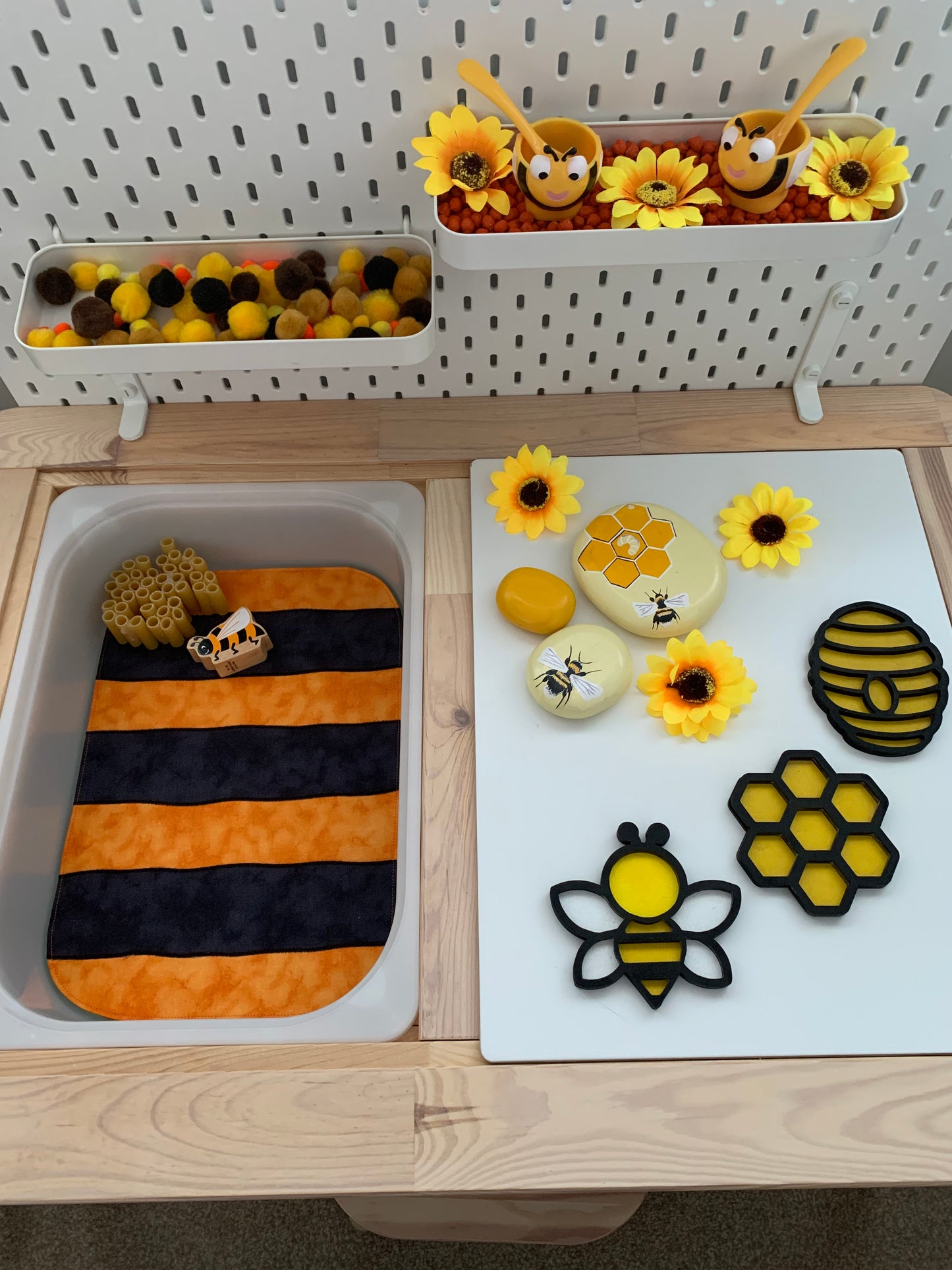 Bee Tray Play Mat - IN STOCK - Light Green Reverse