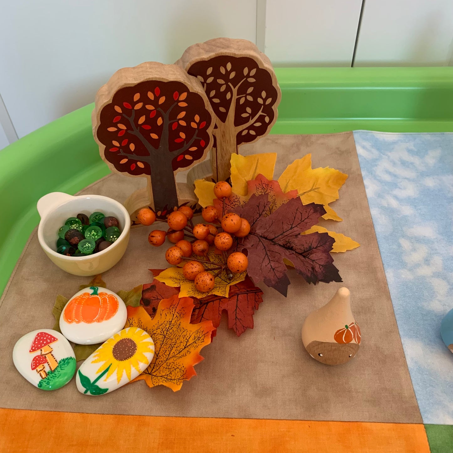 Tuff Tray Play Mat - IN STOCK - Four Sections - Jade Reverse