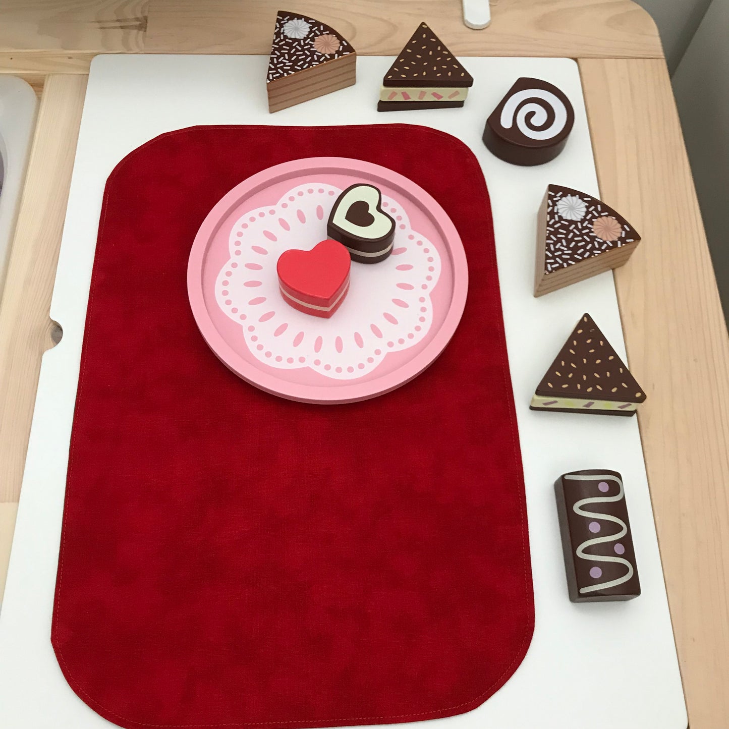 Red & Brown Tray Play Mat - MADE TO ORDER - Reversible Play mat