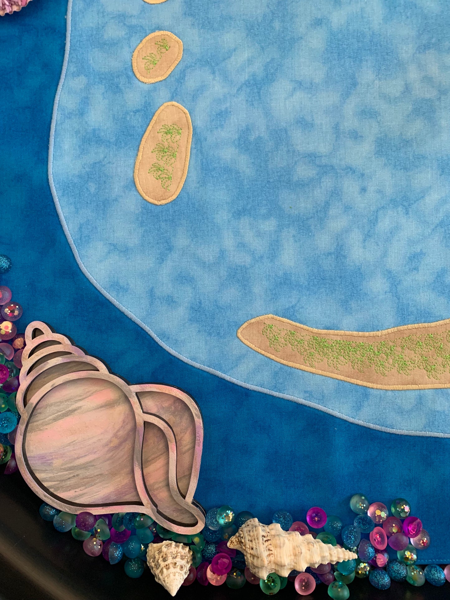 Tuff Tray Play Mat - IN STOCK - Deep Blue Lagoon Island - Light Green reverse