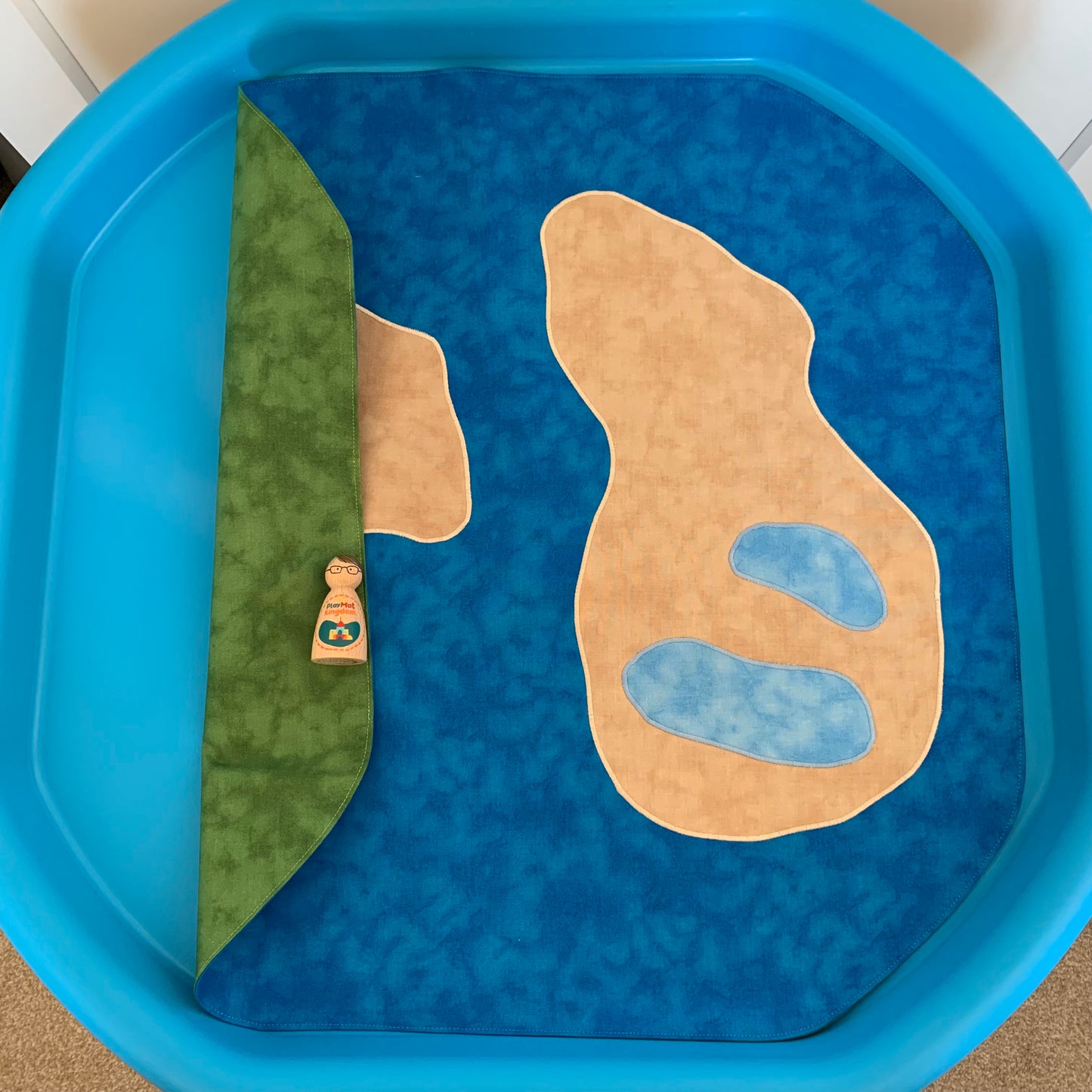 Tuff Tray Play Mat - IN STOCK - Deep Blue Island - Dark Green reverse