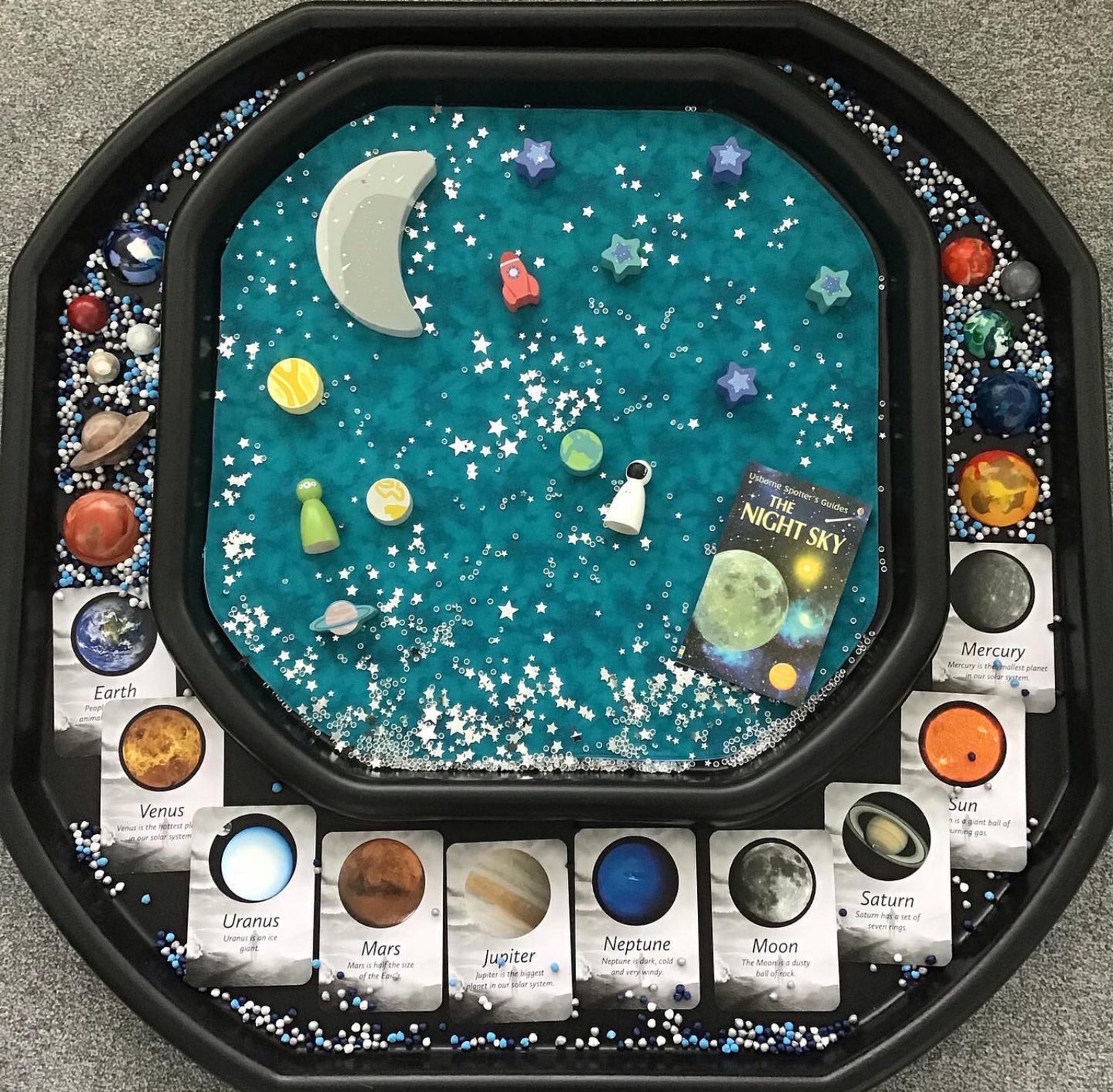 Tuff Tray Play Mat - IN STOCK - Black & Grey with a Jade Reverse