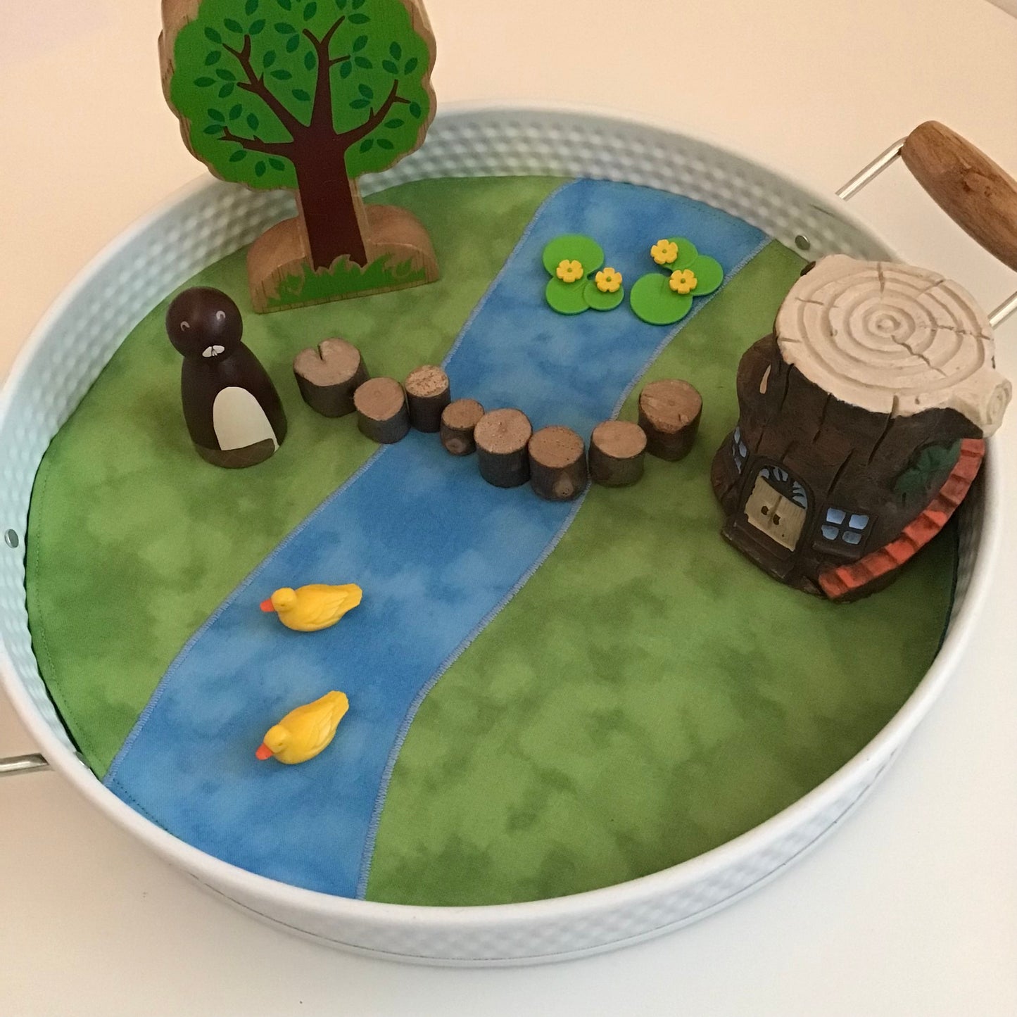 River Circular Play Mat - MADE TO ORDER - Deep Blue Reverse