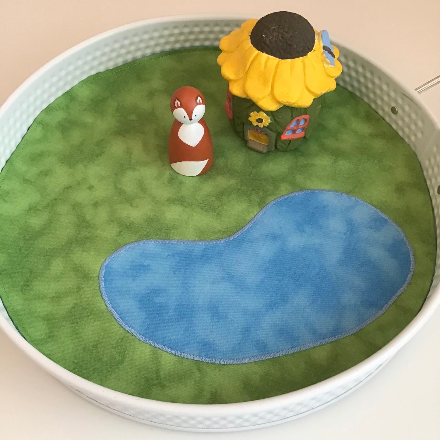 Lake Circular Play Mat - MADE TO ORDER - Mid Blue Reverse