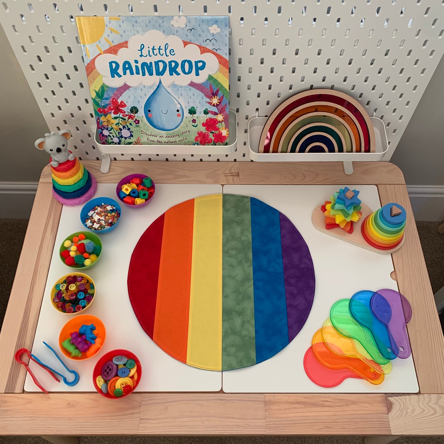 Rainbow Circular Play Mat - IN STOCK - Deep Blue Reverse