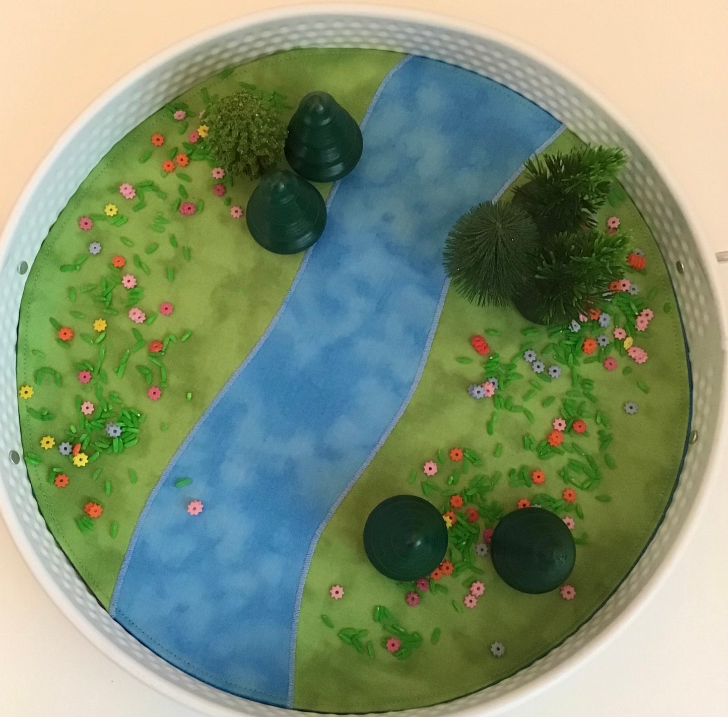 River Circular Play Mat - MADE TO ORDER - Deep Blue Reverse