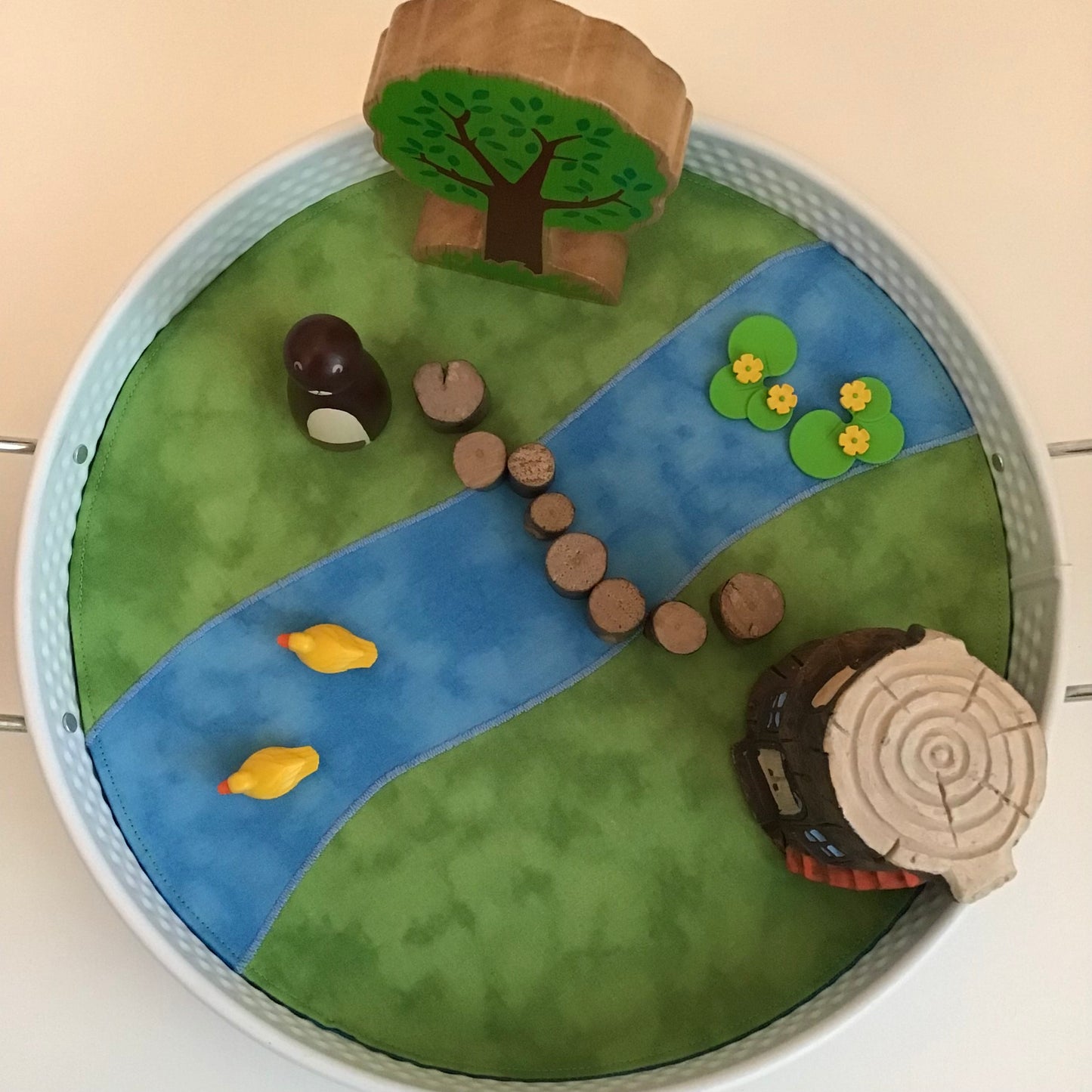 River Circular Play Mat - MADE TO ORDER - Deep Blue Reverse