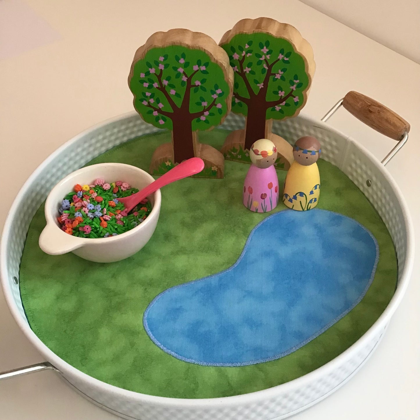 Lake Circular Play Mat - MADE TO ORDER - Mid Blue Reverse