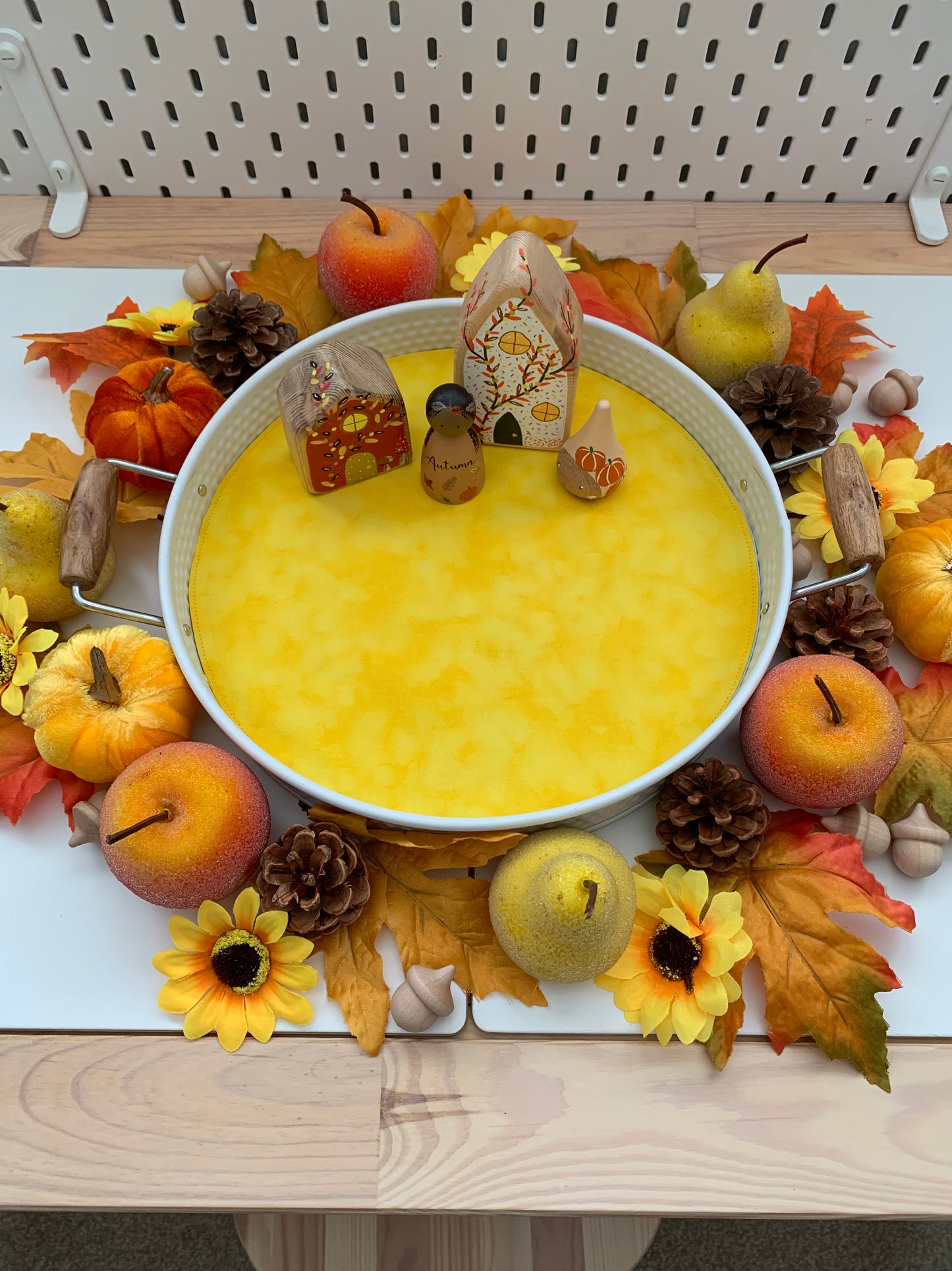 Yellow & Light Green Circular Play Mat - MADE TO ORDER - Reversible Play Mat