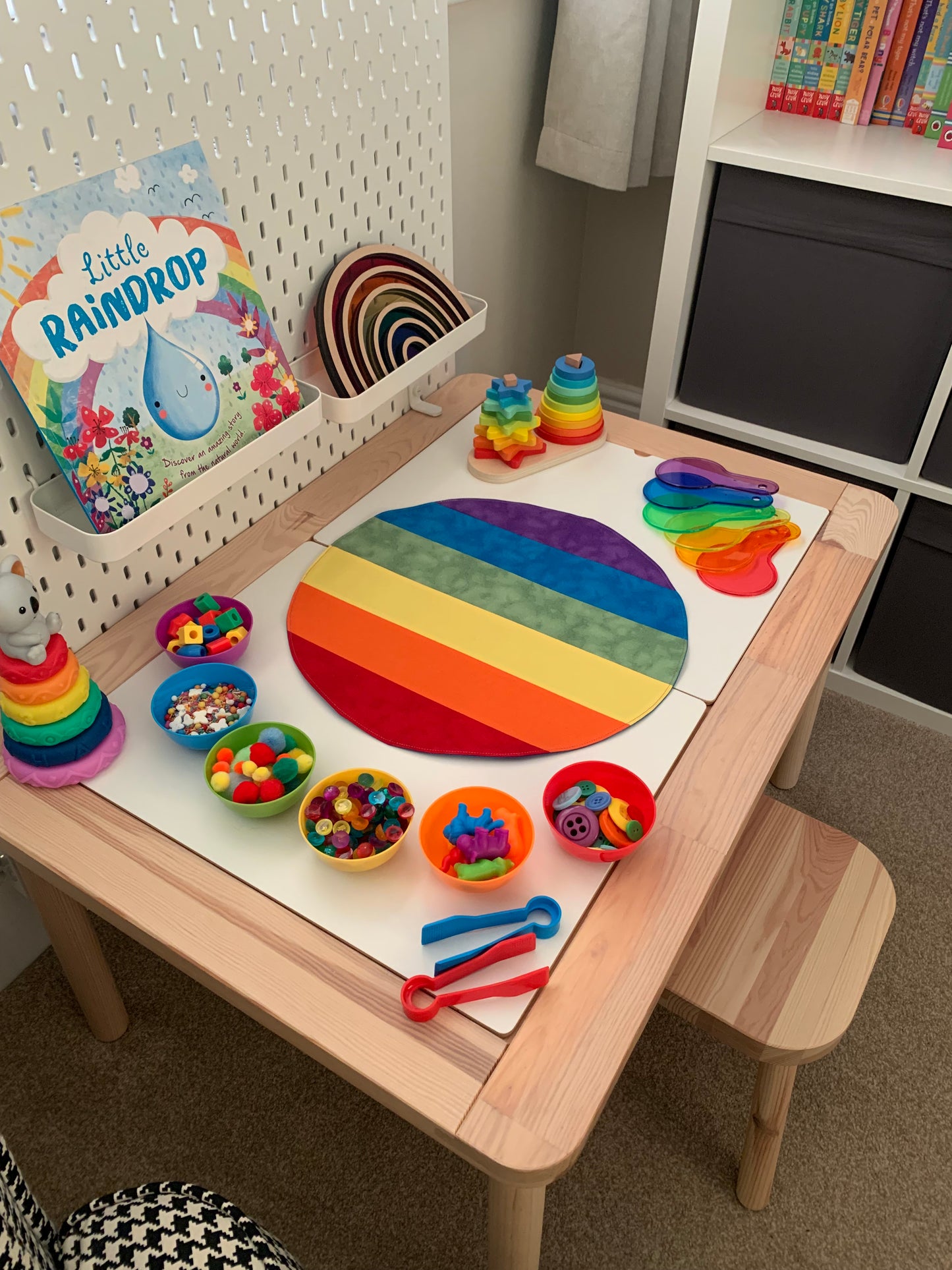 Rainbow Circular Play Mat - IN STOCK - Deep Blue Reverse
