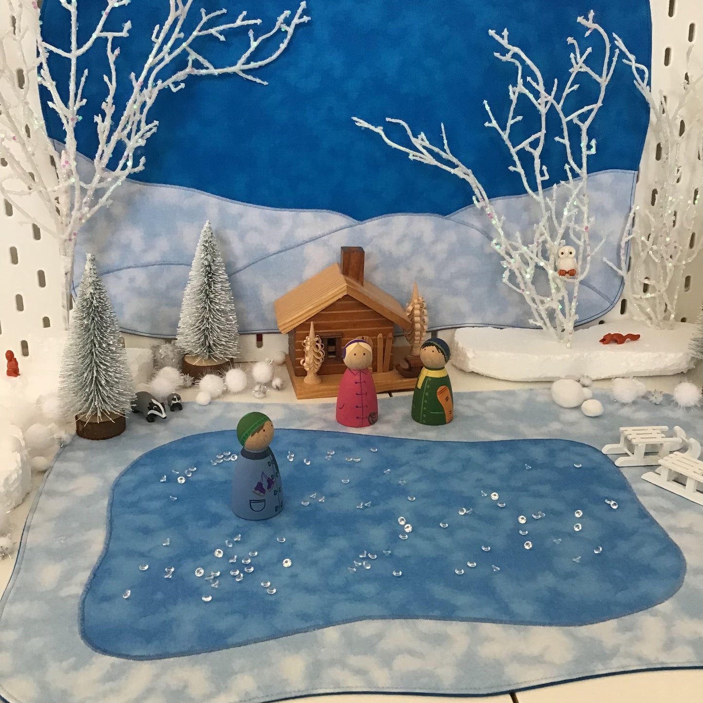 Frozen Lake Play Mat - MADE TO ORDER - Deep Blue Reverse