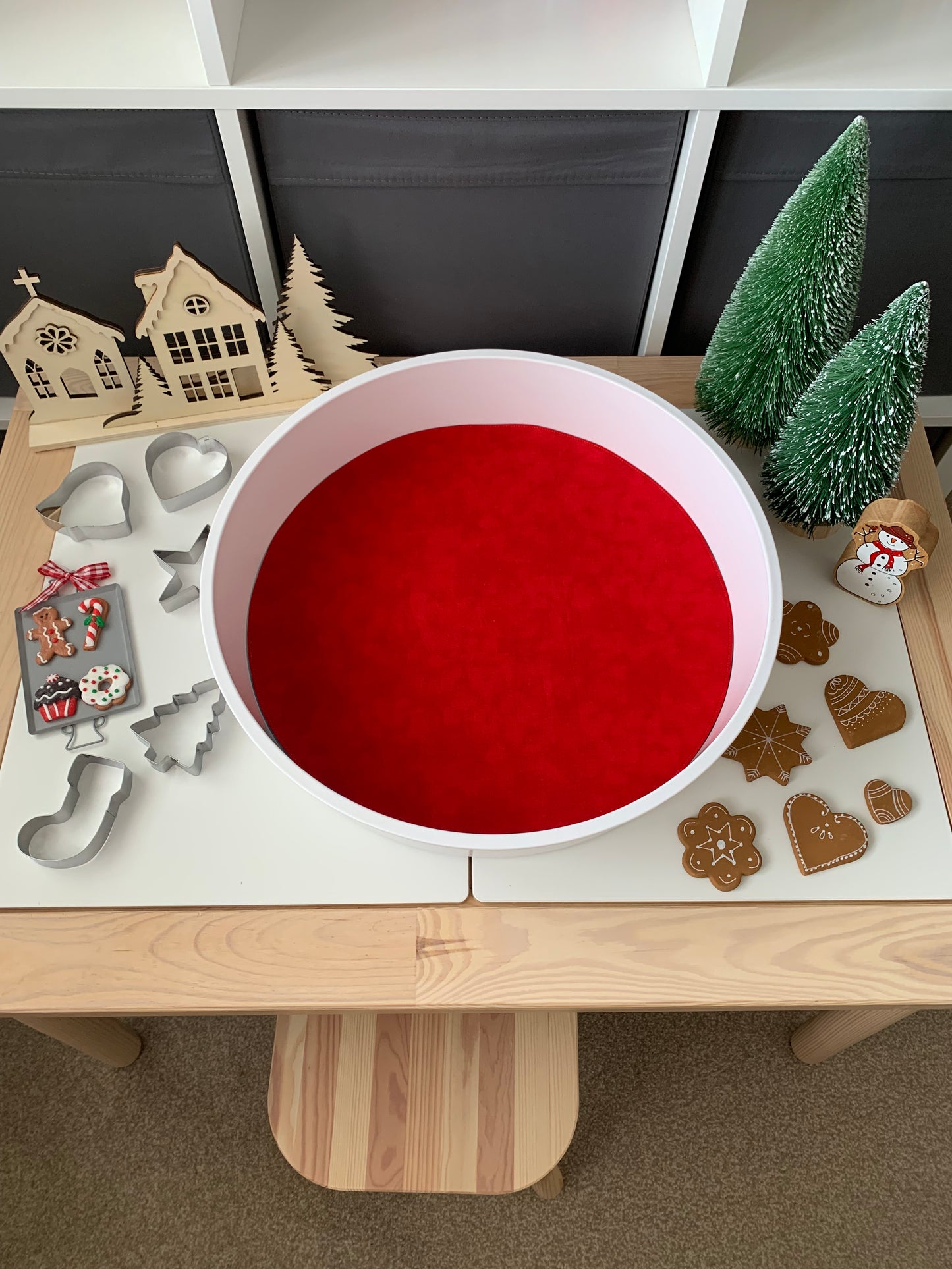 Circular Play Mat - Red & Brown - MADE TO ORDER - Reversible Play Mat