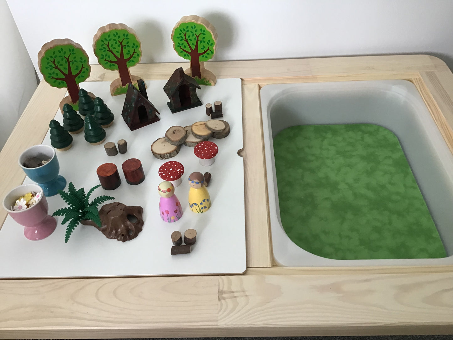 Pink & Light Green Tray Play Mat - MADE TO ORDER- Reversible Play mat