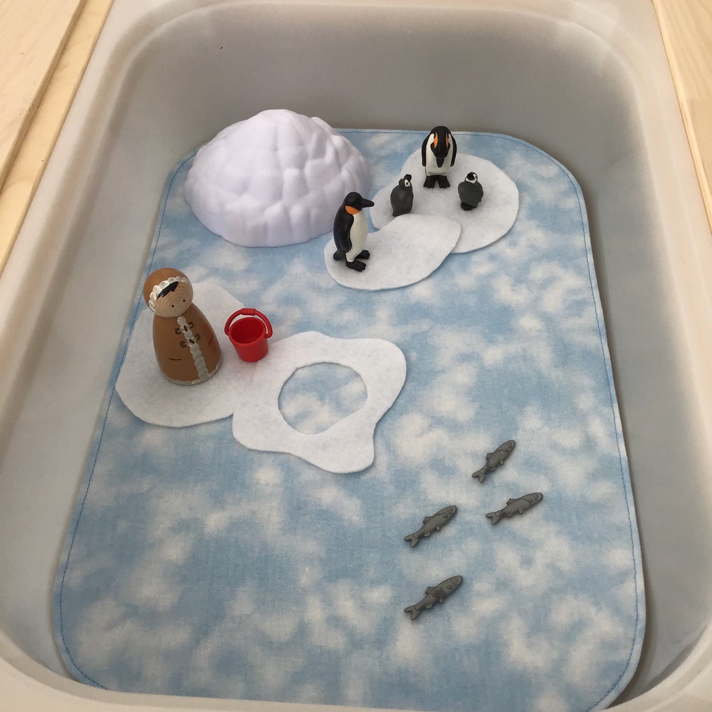 Sand & Light Blue Tray Play Mat - MADE TO ORDER - Reversible Play Mat