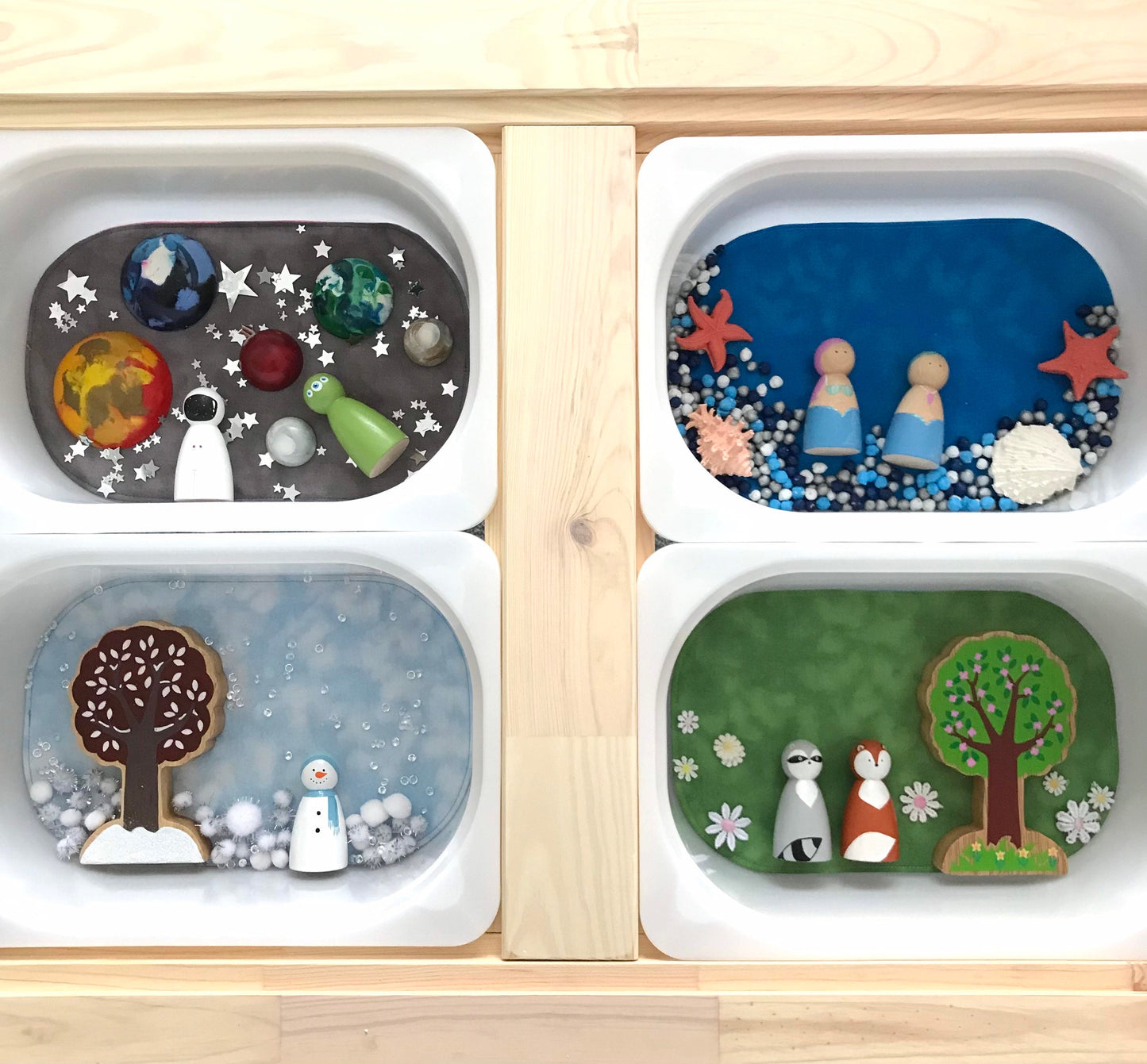 Mini Tray Play Mat Set - MADE TO ORDER - Reversible Play mats - Set of Four
