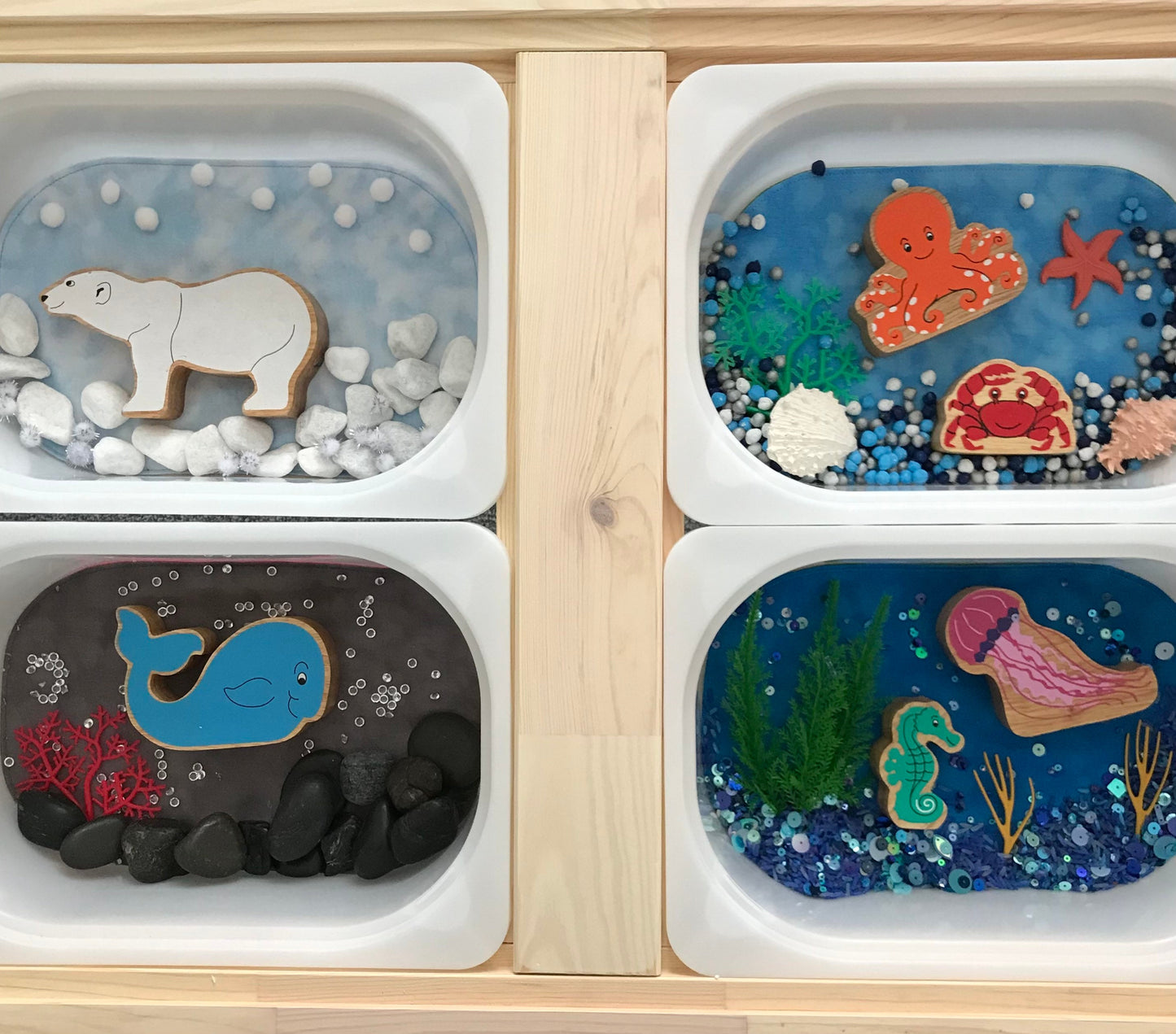 Mini Tray Play Mat Set - Open Ended - MADE TO ORDER - Reversible - Set of 4