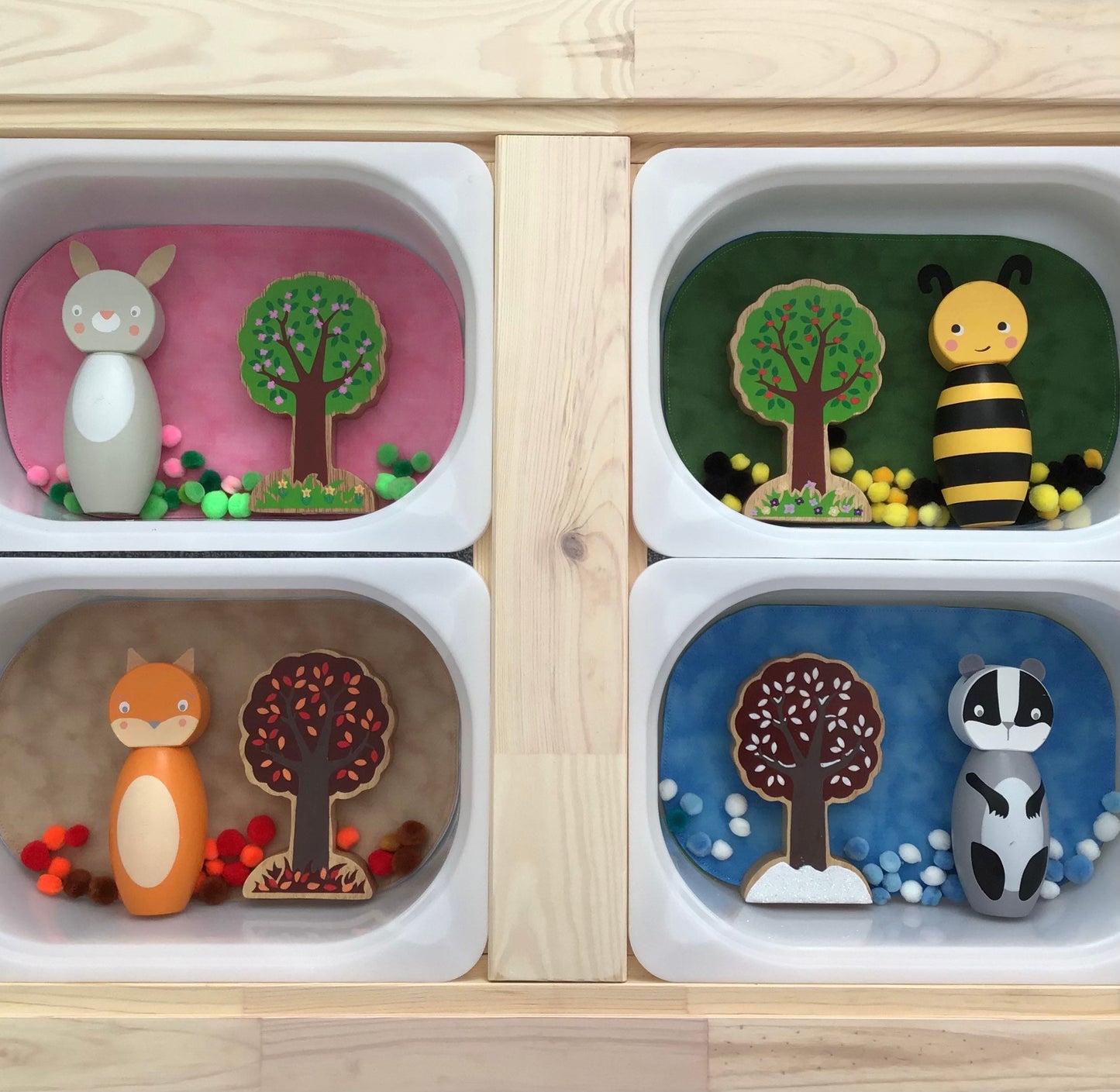 Mini Tray Play Mat Set - MADE TO ORDER - Reversible Play mats - Set of Four
