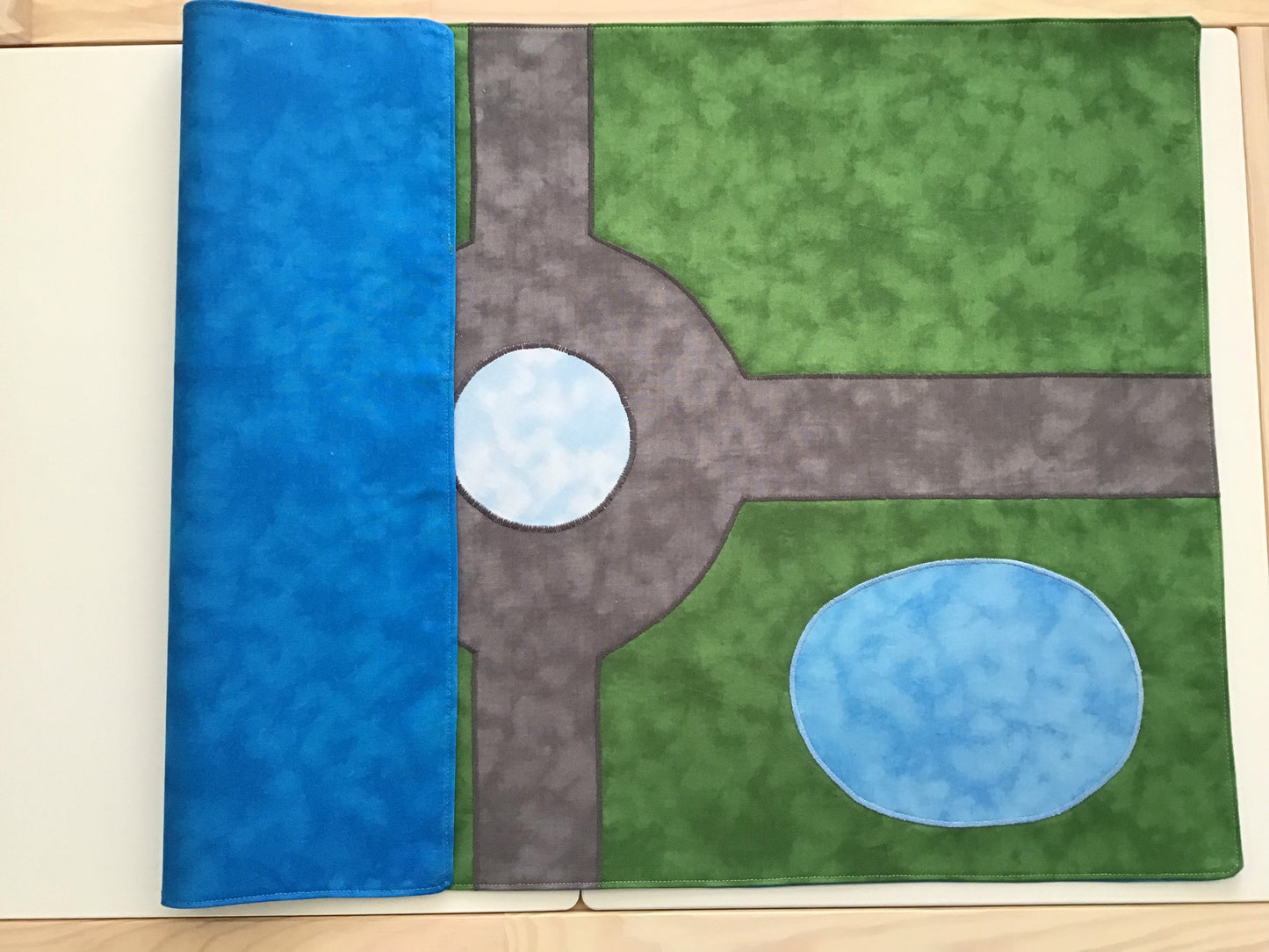 Extra Large Road Play Mat - Made to Order - UKCA/CE Tested - Reversible Play Mat - Deep Blue Reverse