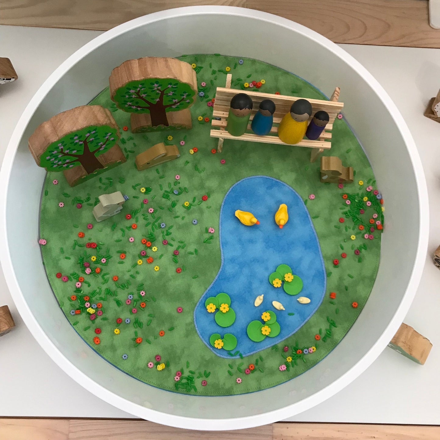 Lake Circular Play Mat - MADE TO ORDER - Reversible Play Mat