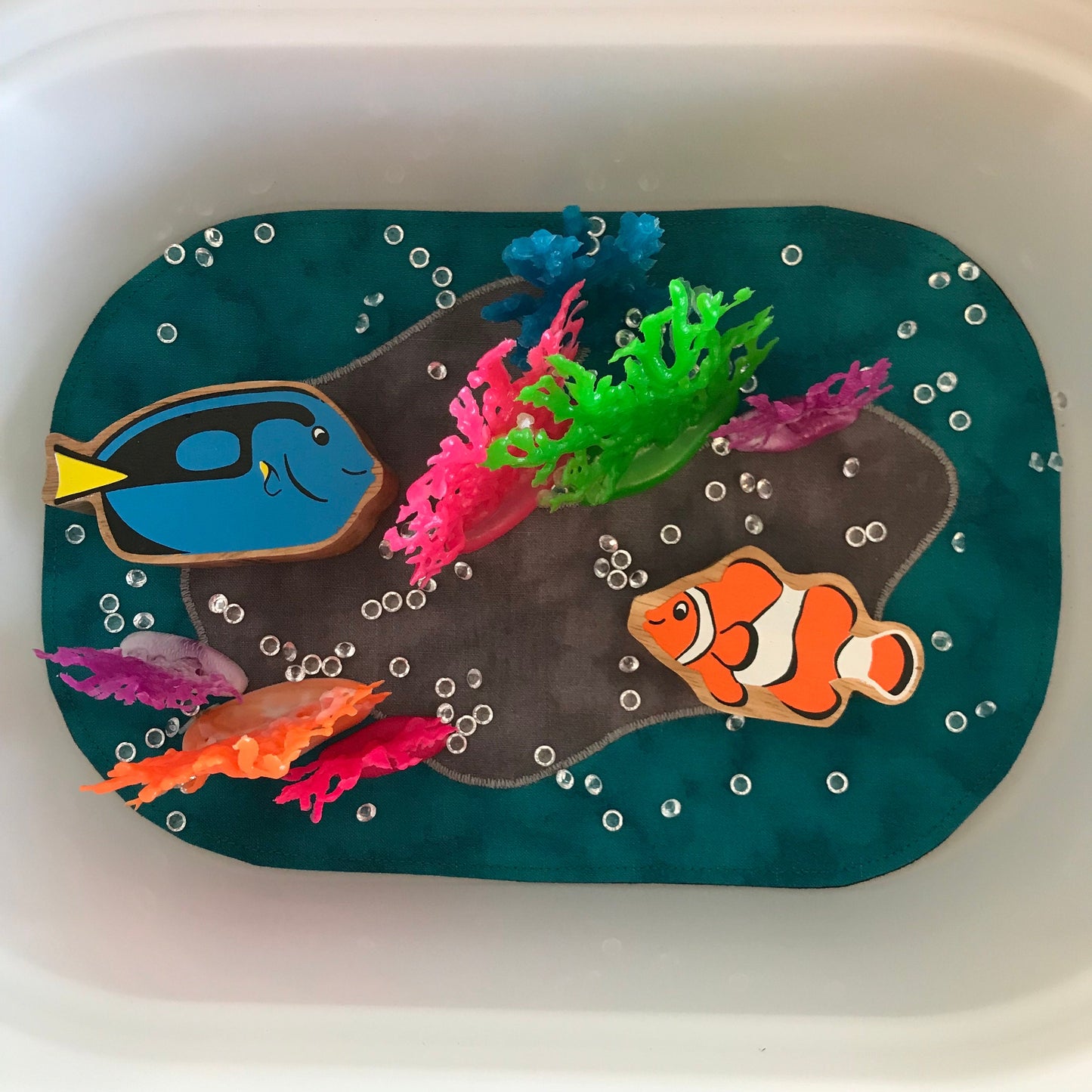 Mini Tray Play Mat Set - Ocean Themed - MADE TO ORDER - Reversible - Set of 4