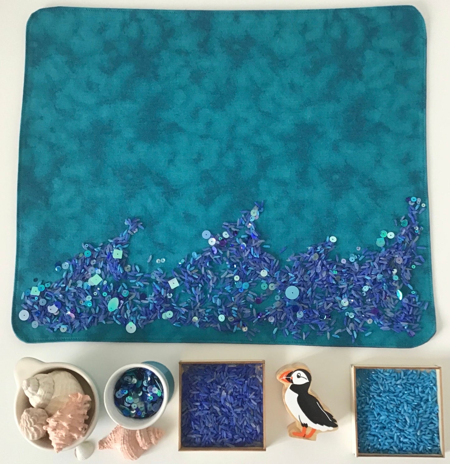 Black & Jade Play Mat - MADE TO ORDER - Reversible Play Mat