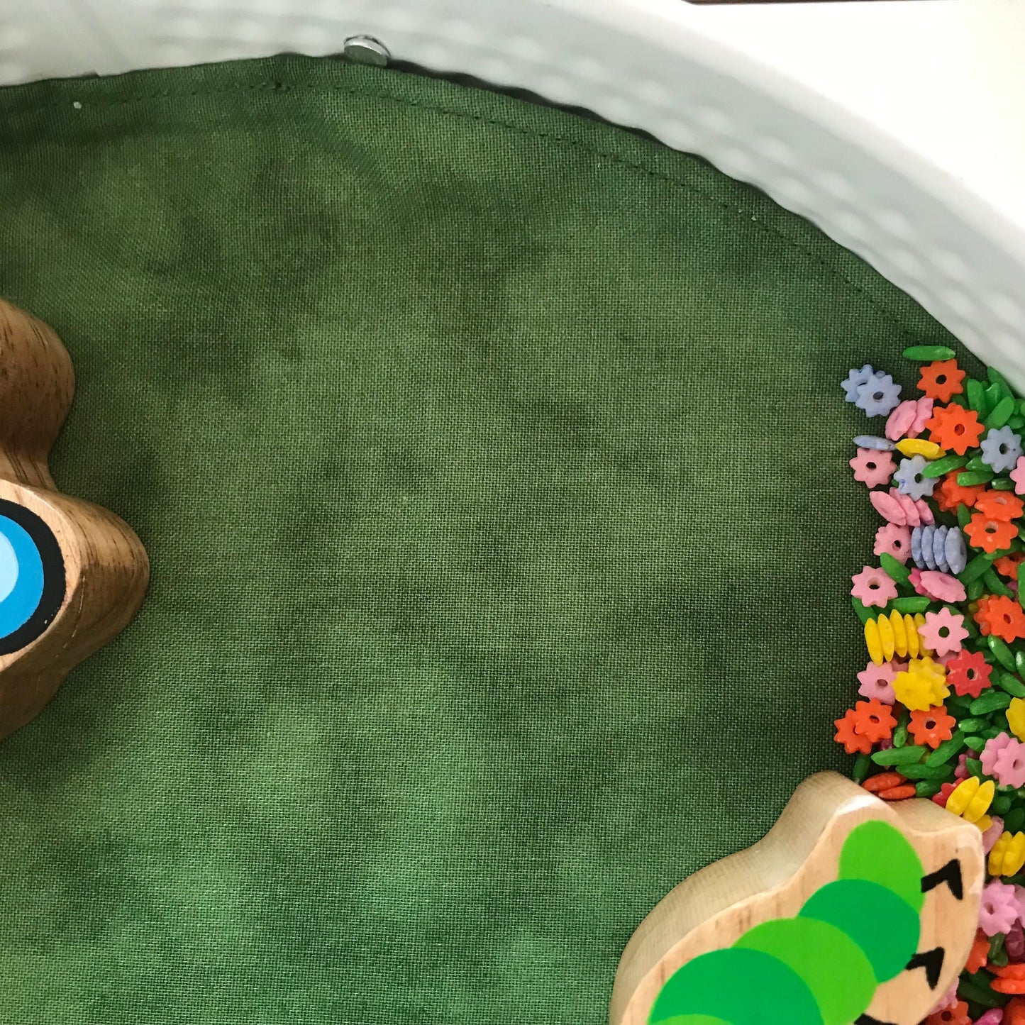 Deep Blue & Dark Green Circular Play Mat - MADE TO ORDER - Reversible Play Mat
