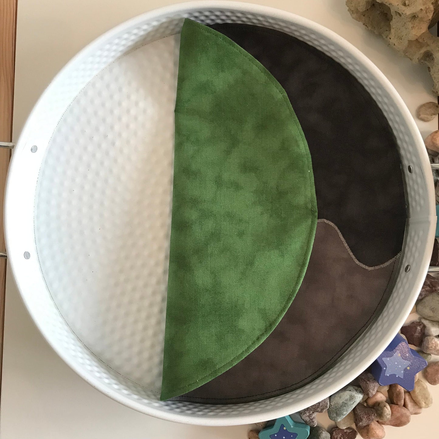 Moonscape Circular Play Mat - MADE TO ORDER - Dark Green Reverse