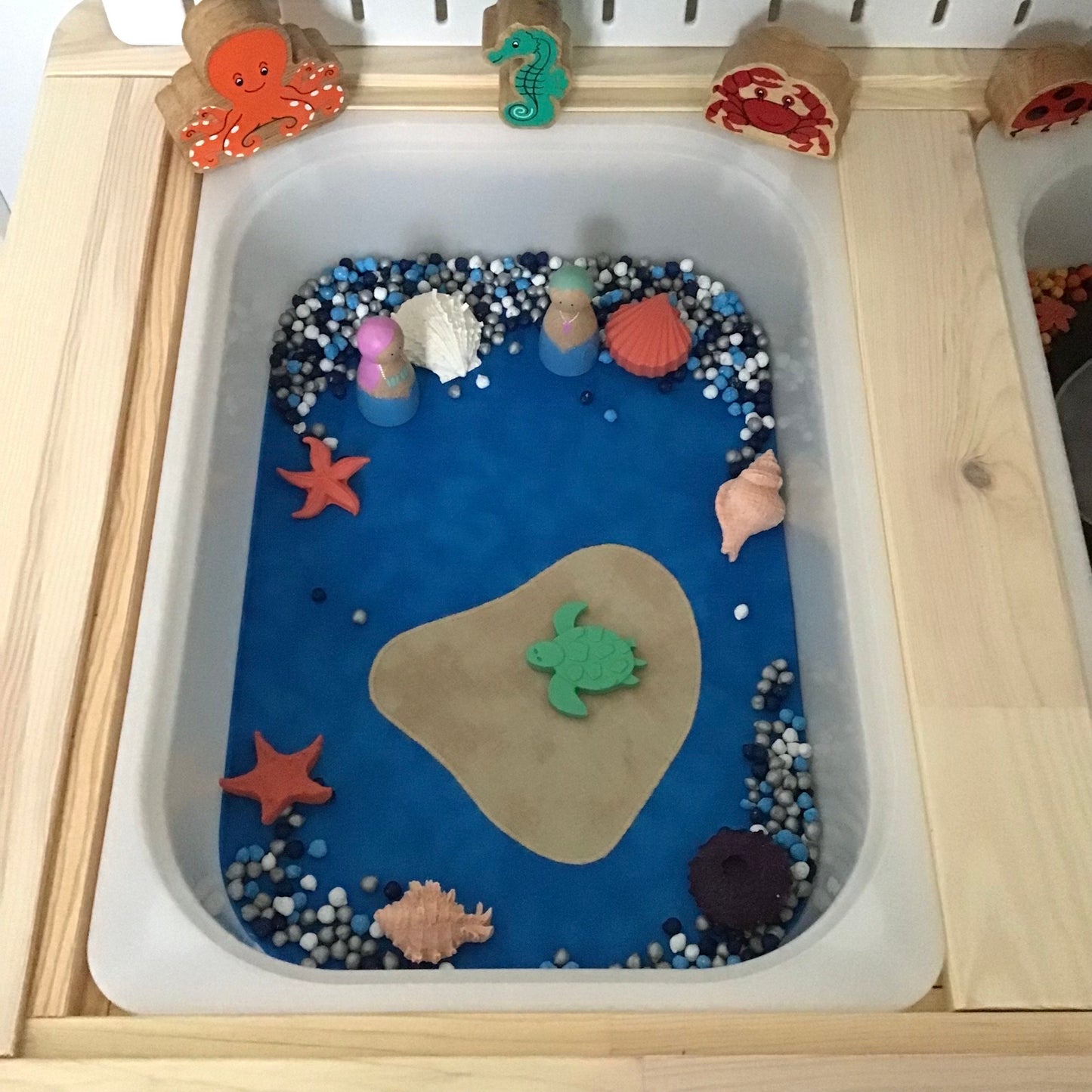 Desert Island Play Mat - Made to Order - UKCA Tested - Reversible Play Mat - Dark Green Reverse