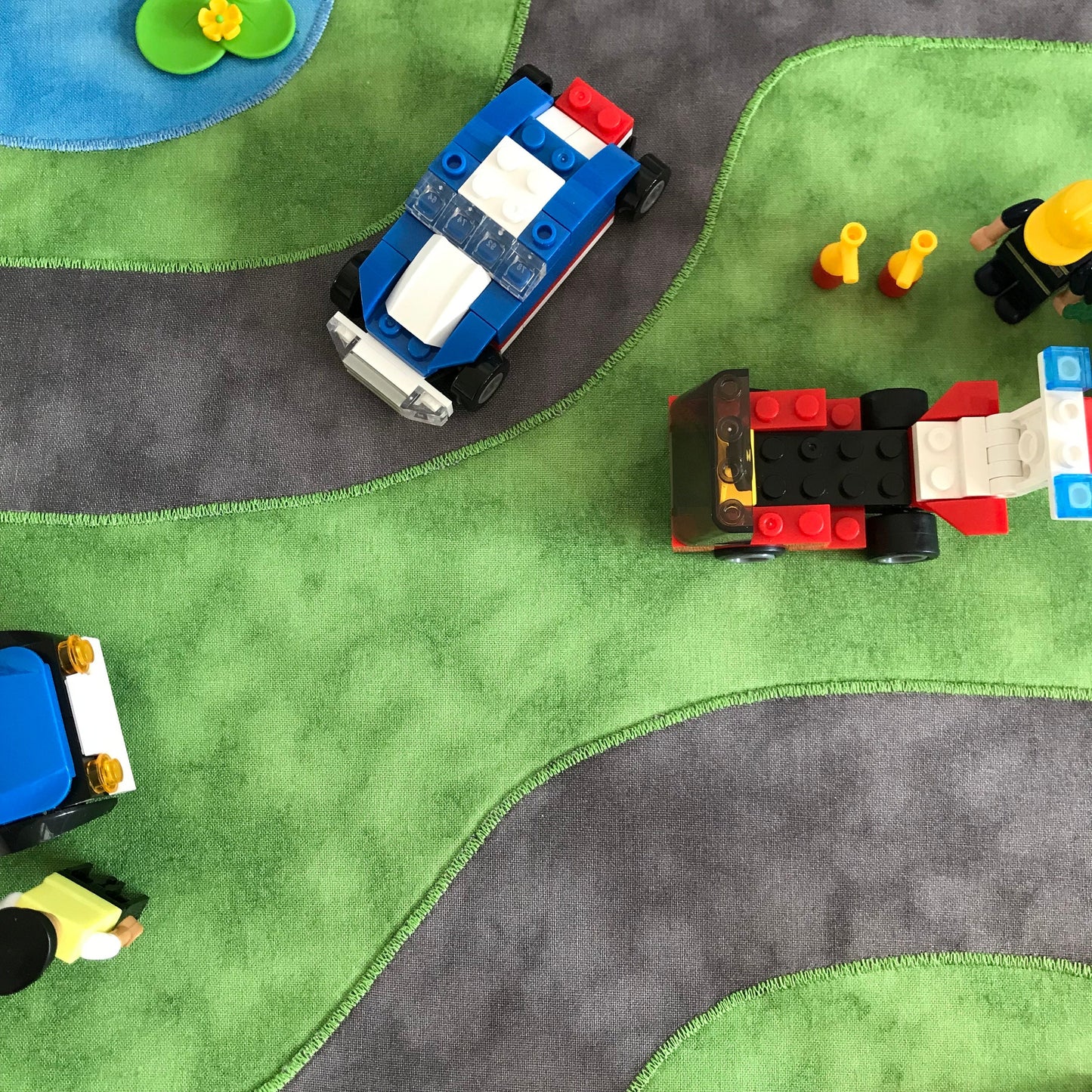 Extra Large Track/Road Play Mat - Made to Order - Deep Blue Reverse