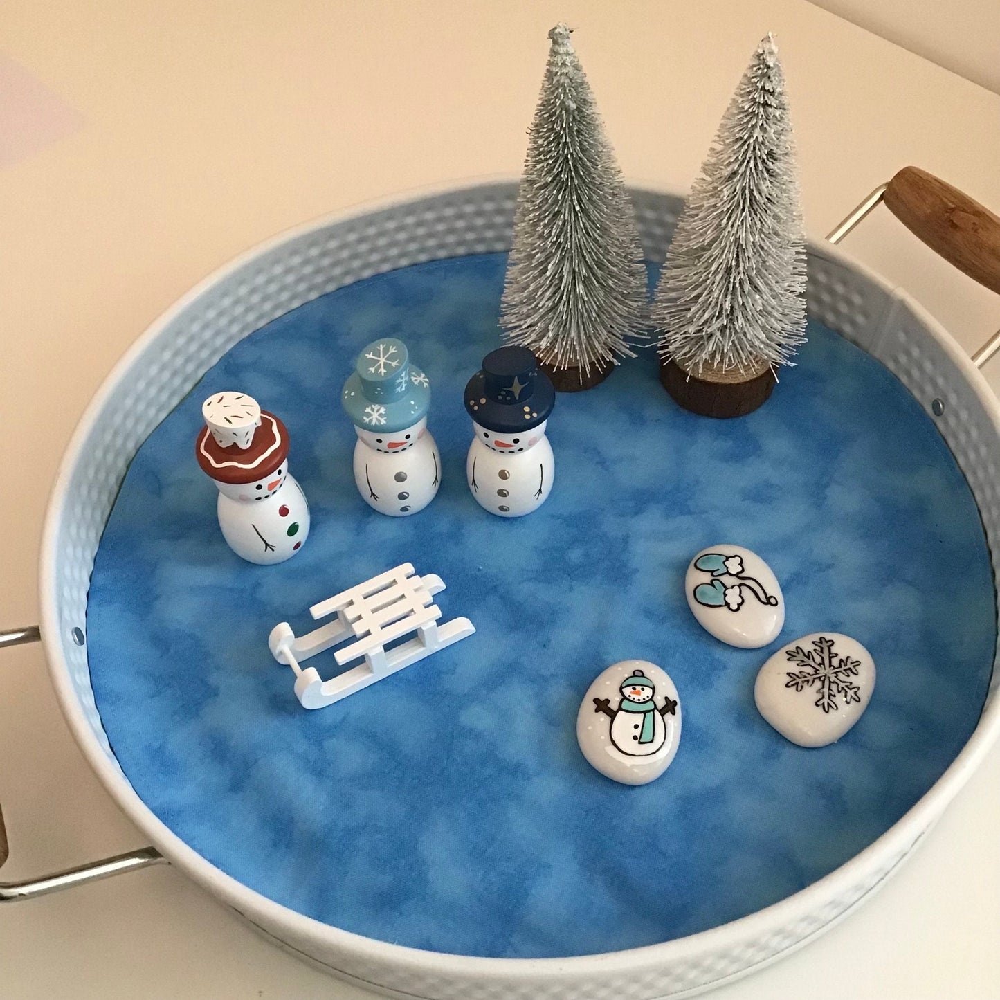 Mid Blue & Light Green Circular Play Mat - MADE TO ORDER - Reversible Play Mat