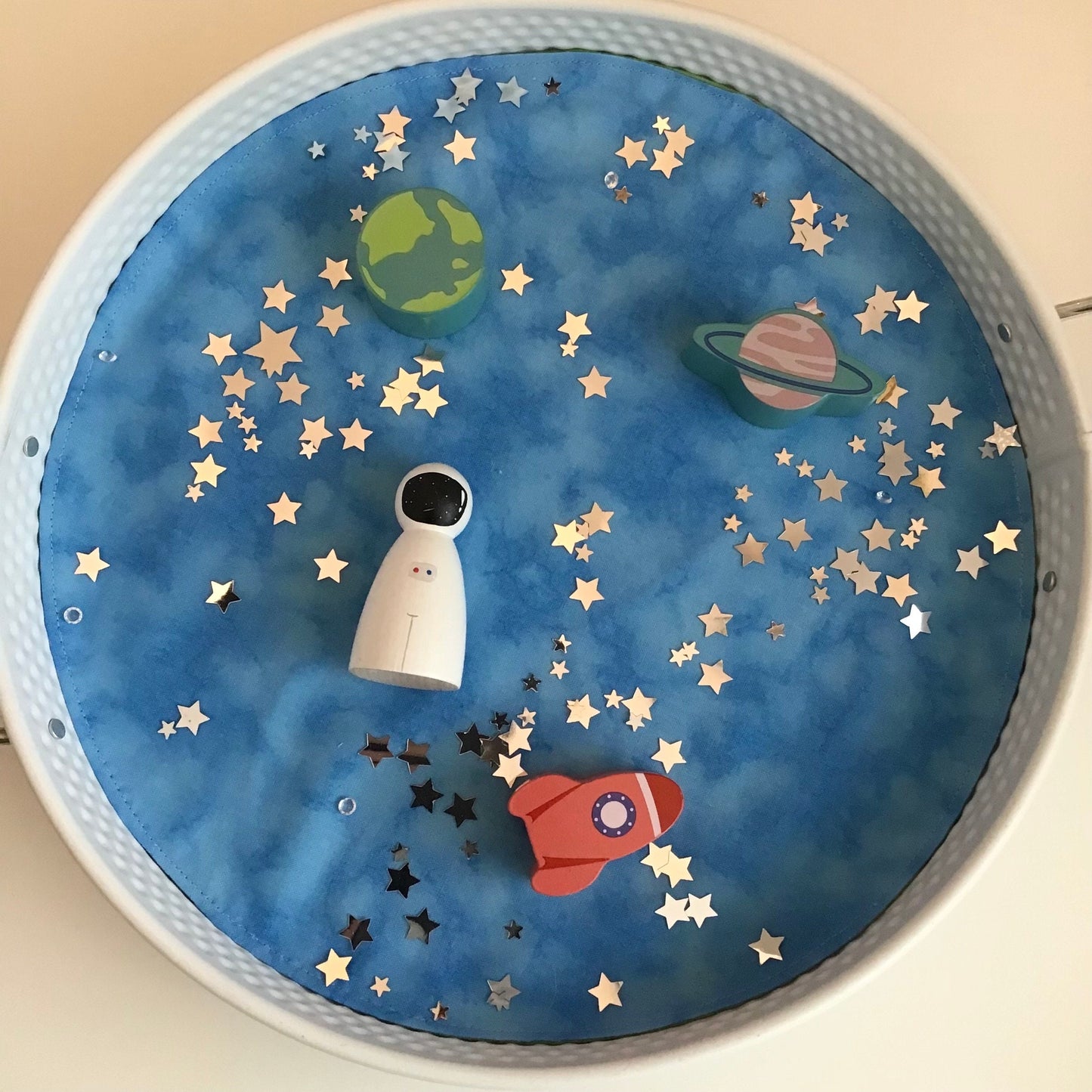 Lake Circular Play Mat - MADE TO ORDER - Mid Blue Reverse