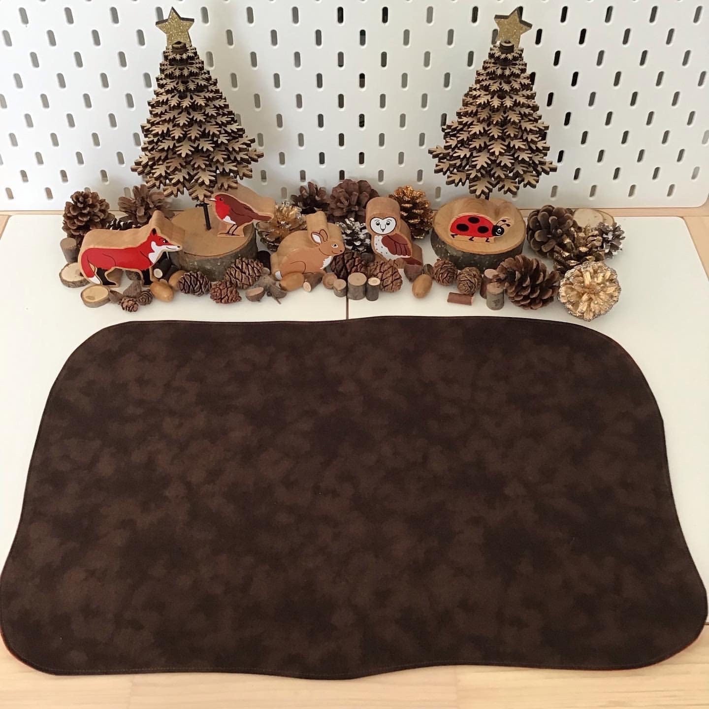 Large Red & Brown Open Ended Play Mat - MADE TO ORDER - Reversible Play Mat