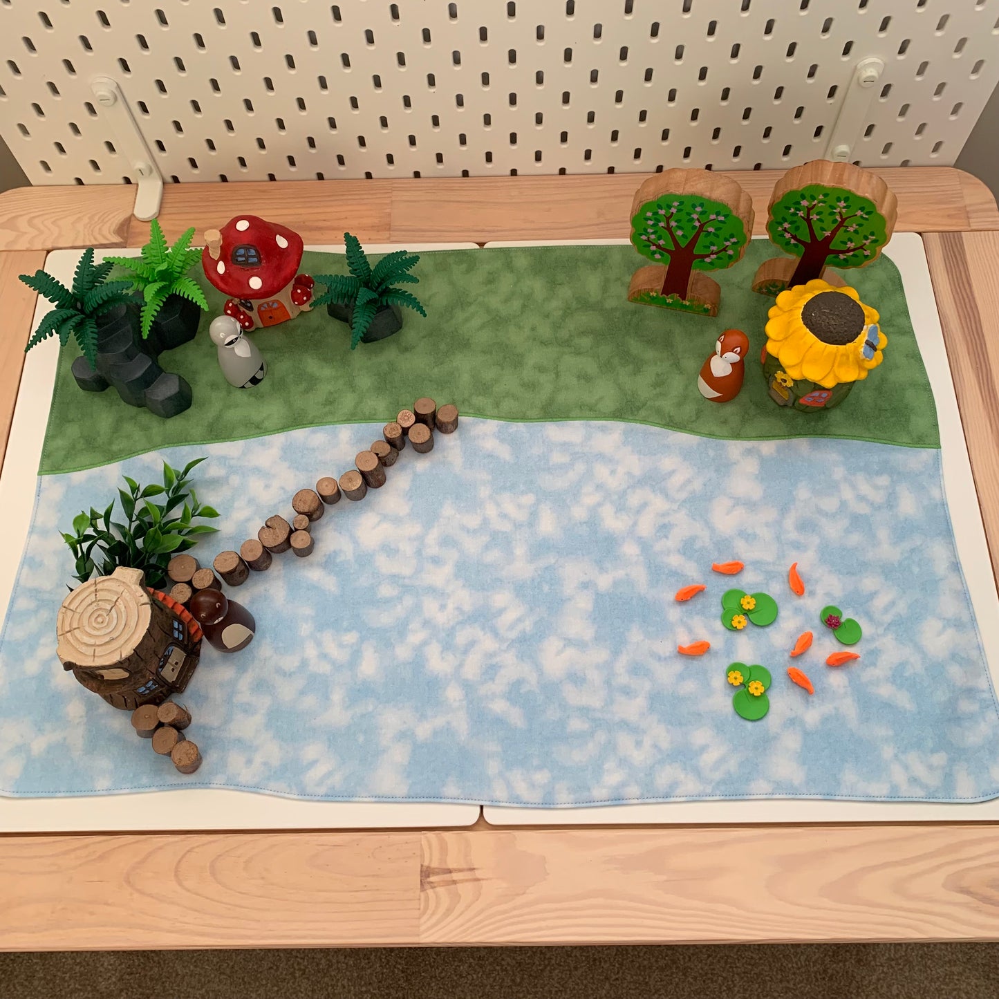 Land & Sky or Water & Land Extra Large Play Mat  - IN STOCK - Light Green Reverse