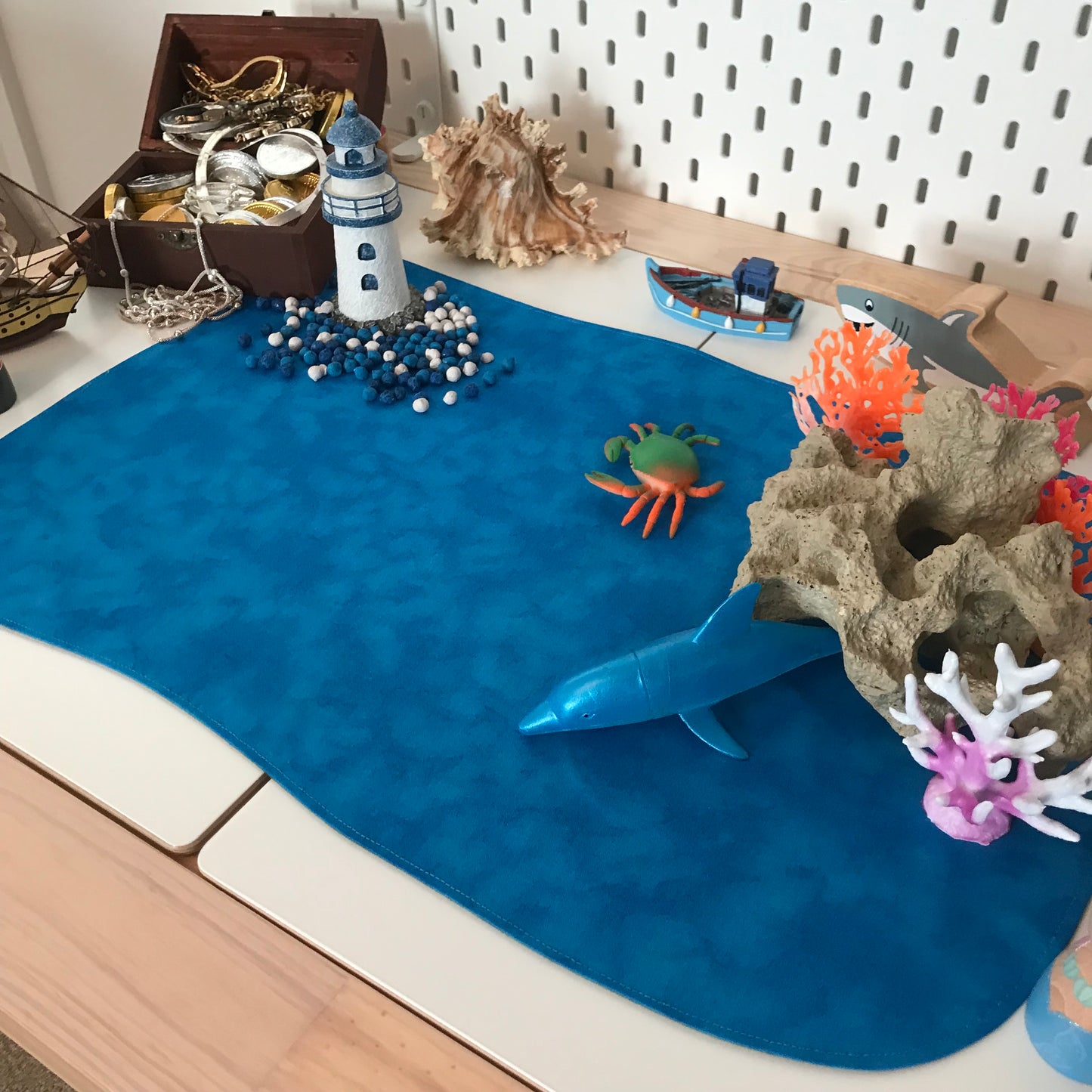 Frozen Lake Play Mat - MADE TO ORDER - Deep Blue Reverse