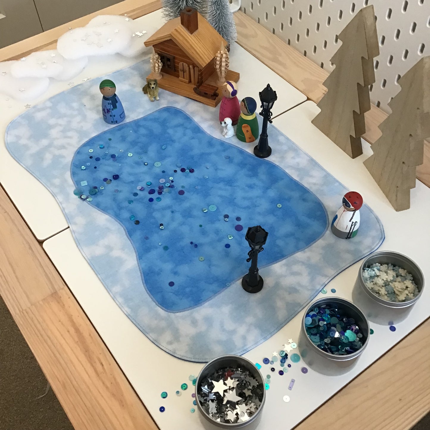 Frozen Lake Play Mat - MADE TO ORDER - Deep Blue Reverse