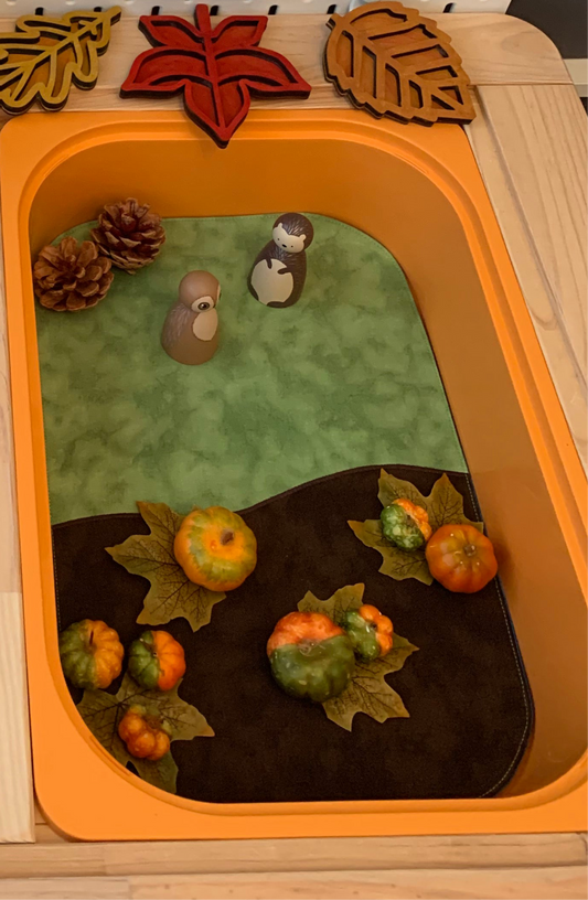 Grass & Earth Tray Play Mat - MADE TO ORDER - Deep Blue reverse