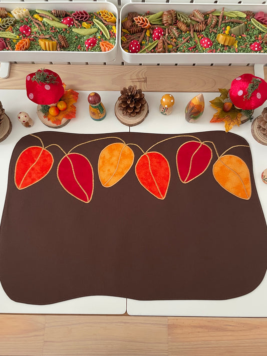 Autumn Leaves Play Mat - Black reverse - Ready to post