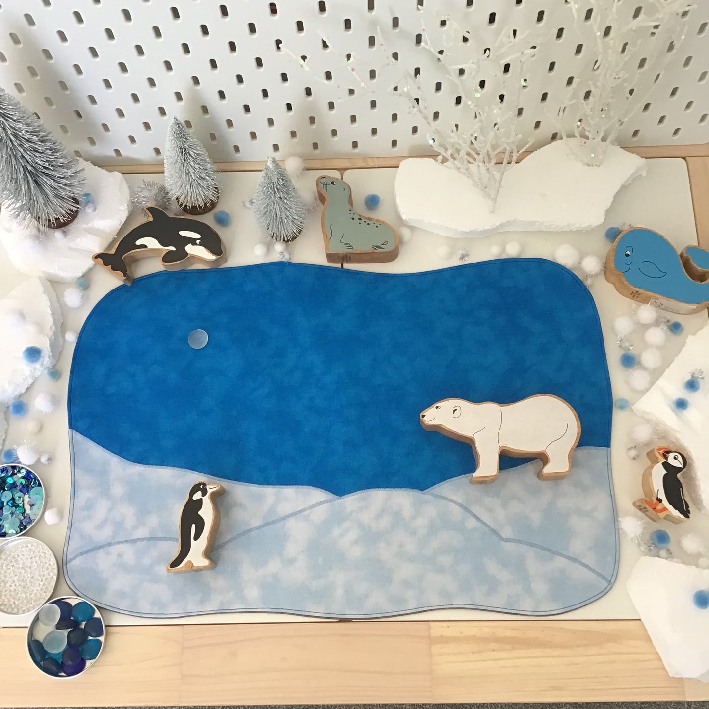 Polar Play Mat - MADE TO ORDER - Mid Blue Reverse