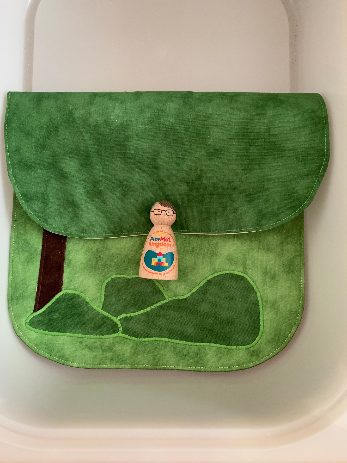 Palm Tree & Volcano Tray Play Mat - Dark Green Reverse