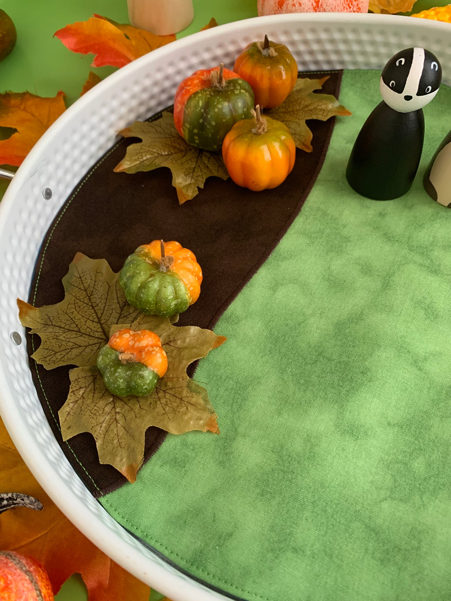 Grass & Earth -  MADE TO ORDER - Circular Play Mat - Deep Blue Reverse