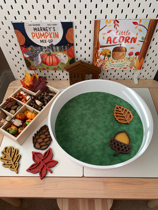 Circular Play Mat - Deep Blue & Dark Green - MADE TO ORDER - Reversible Play Mat