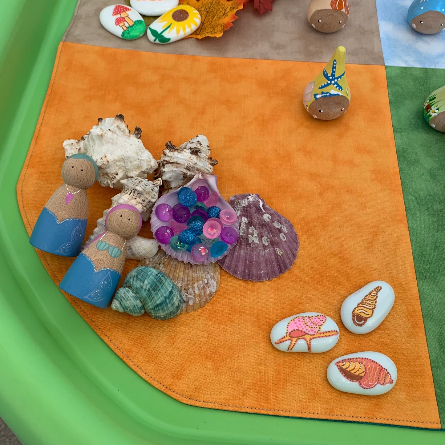 Tuff Tray Play Mat - IN STOCK - Four Sections - Jade Reverse