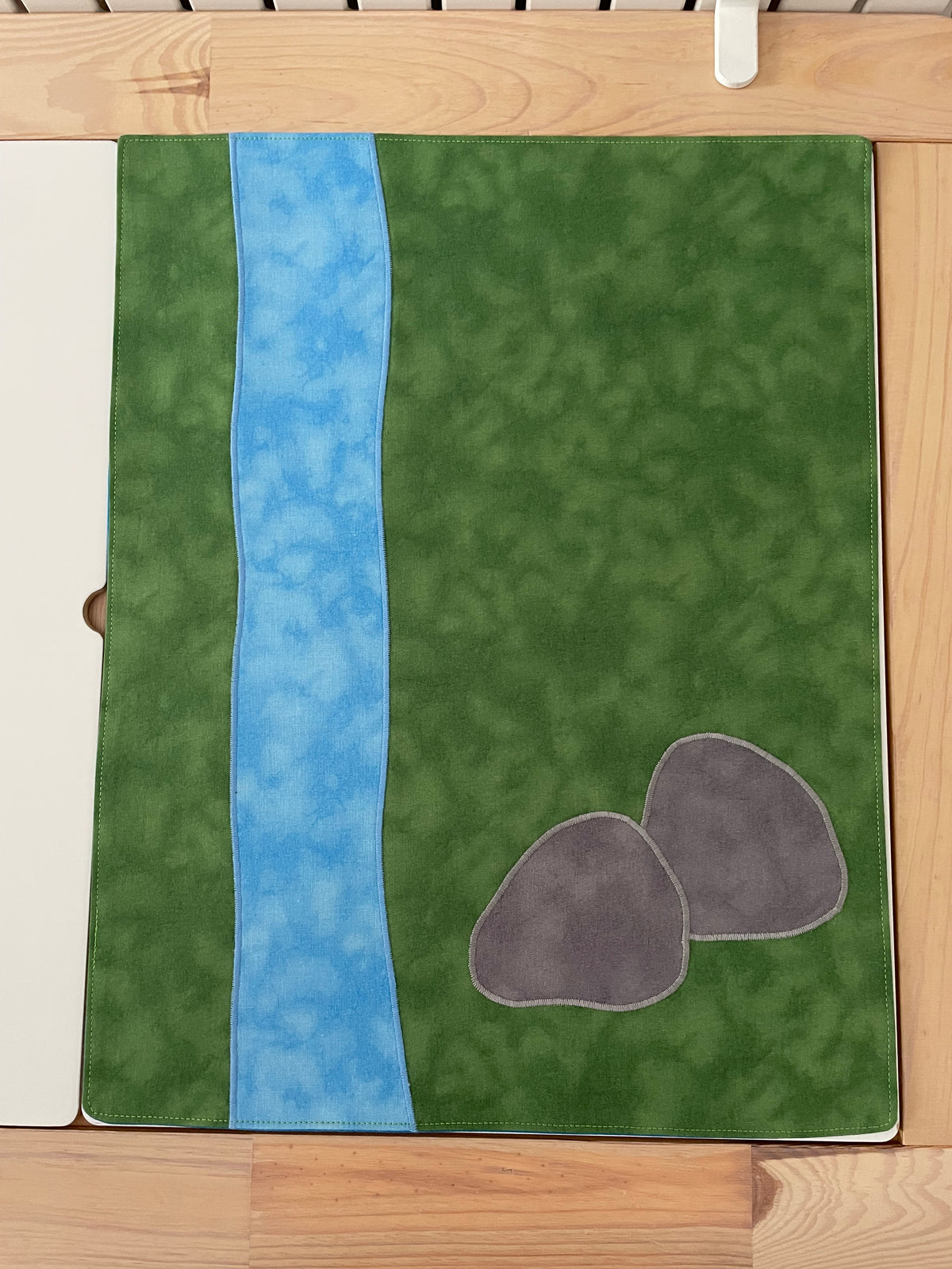 River & Rocks Play Mat - Deep Blue reverse - Ready to post