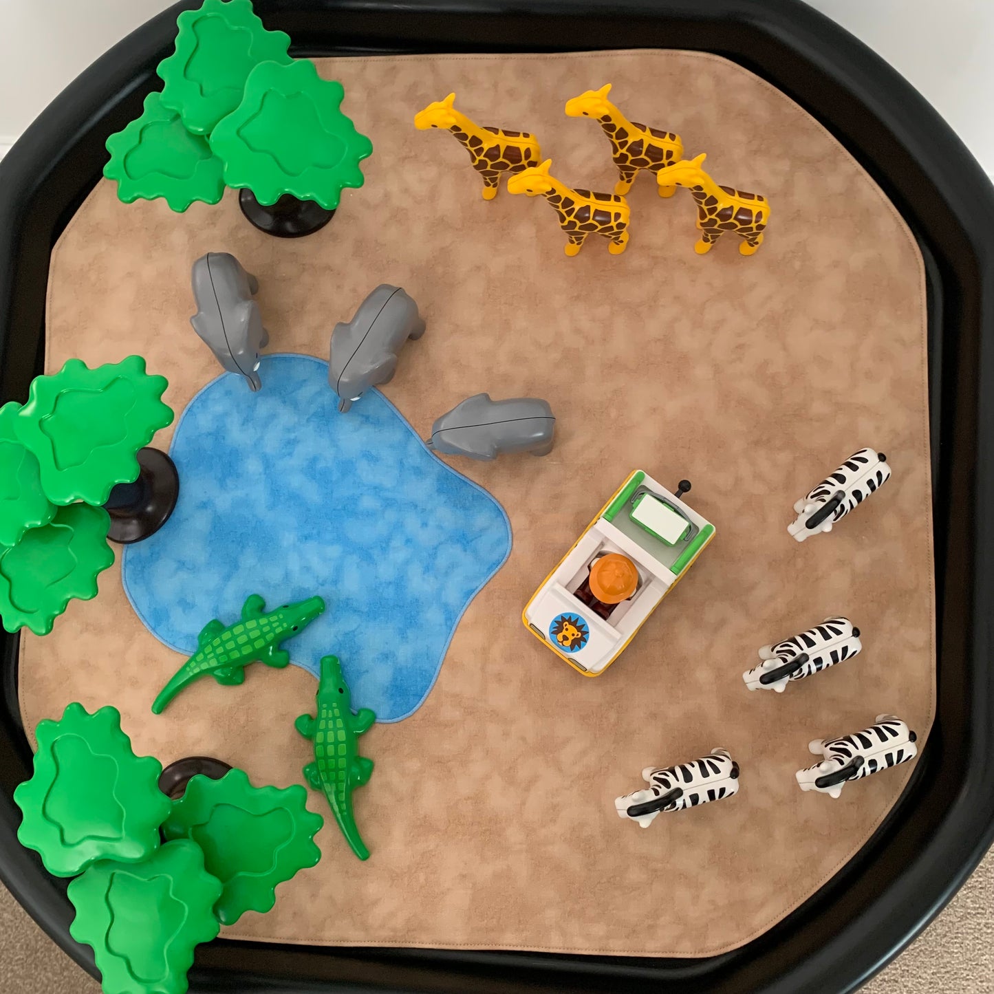 Watering Hole Tuff Tray Play Mat - MADE TO ORDER - Light Green Reverse
