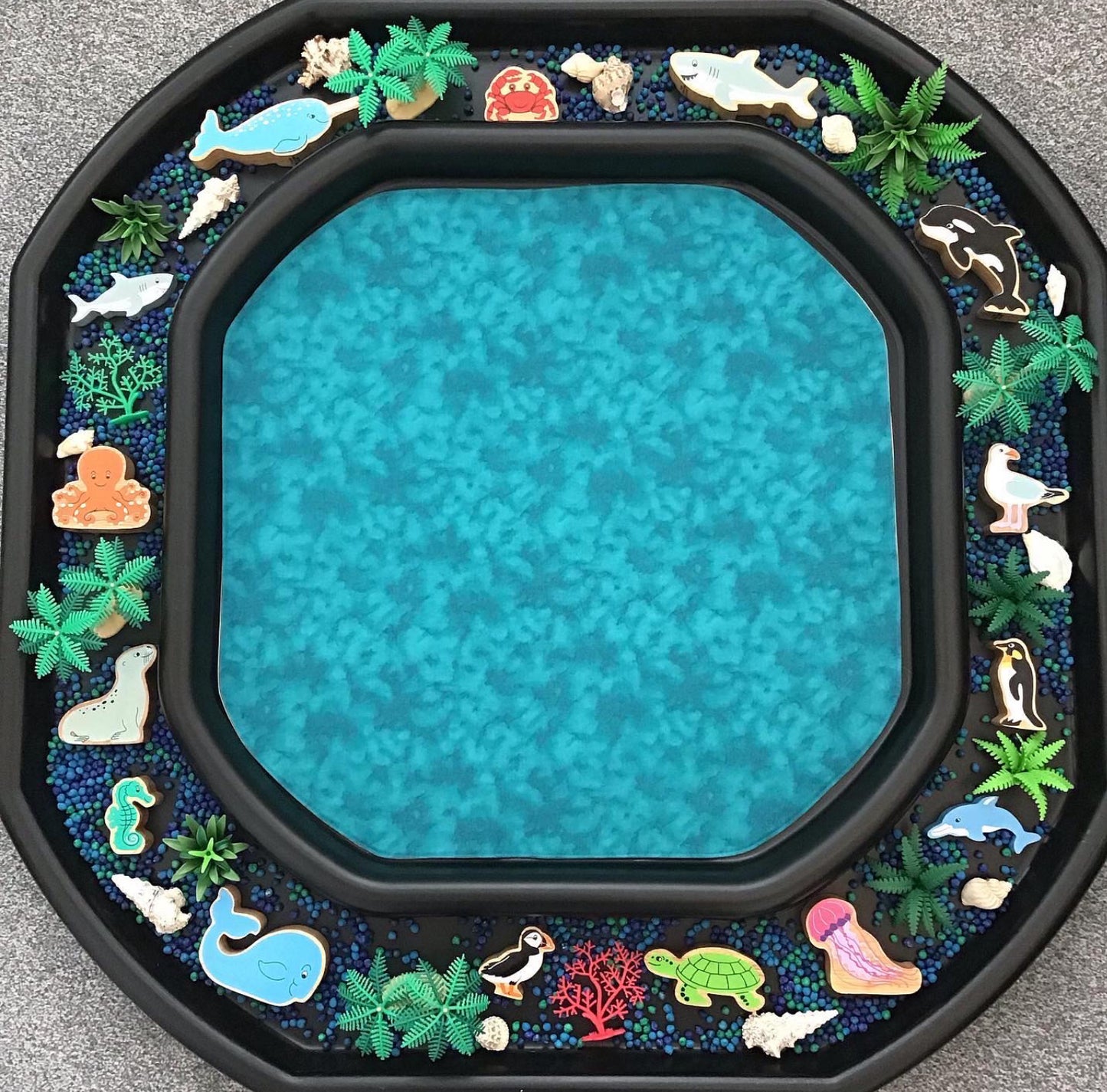 Tuff Tray Play Mat - IN STOCK - Four Sections - Jade Reverse