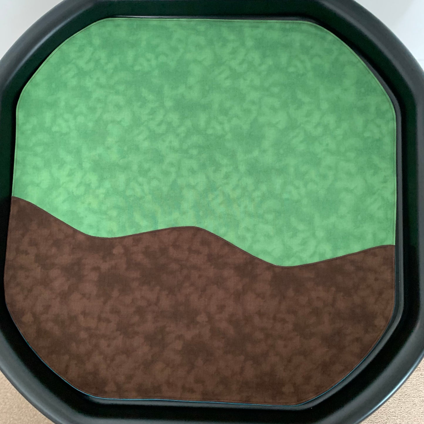 Tuff Tray Play Mat - Dark Green & Brown with a Jade Reverse