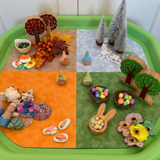 Tuff Tray Play Mat - IN STOCK - Four Sections - Jade Reverse