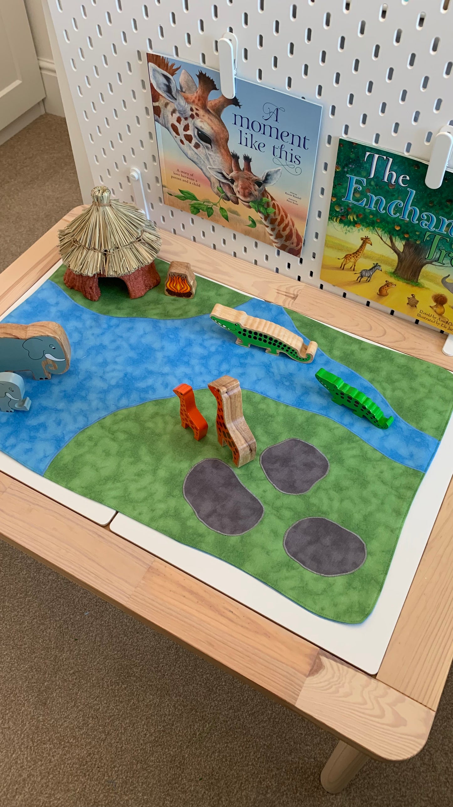 River and Rocks Green Extra Large Play Mat - IN STOCK - Mid Blue Reverse