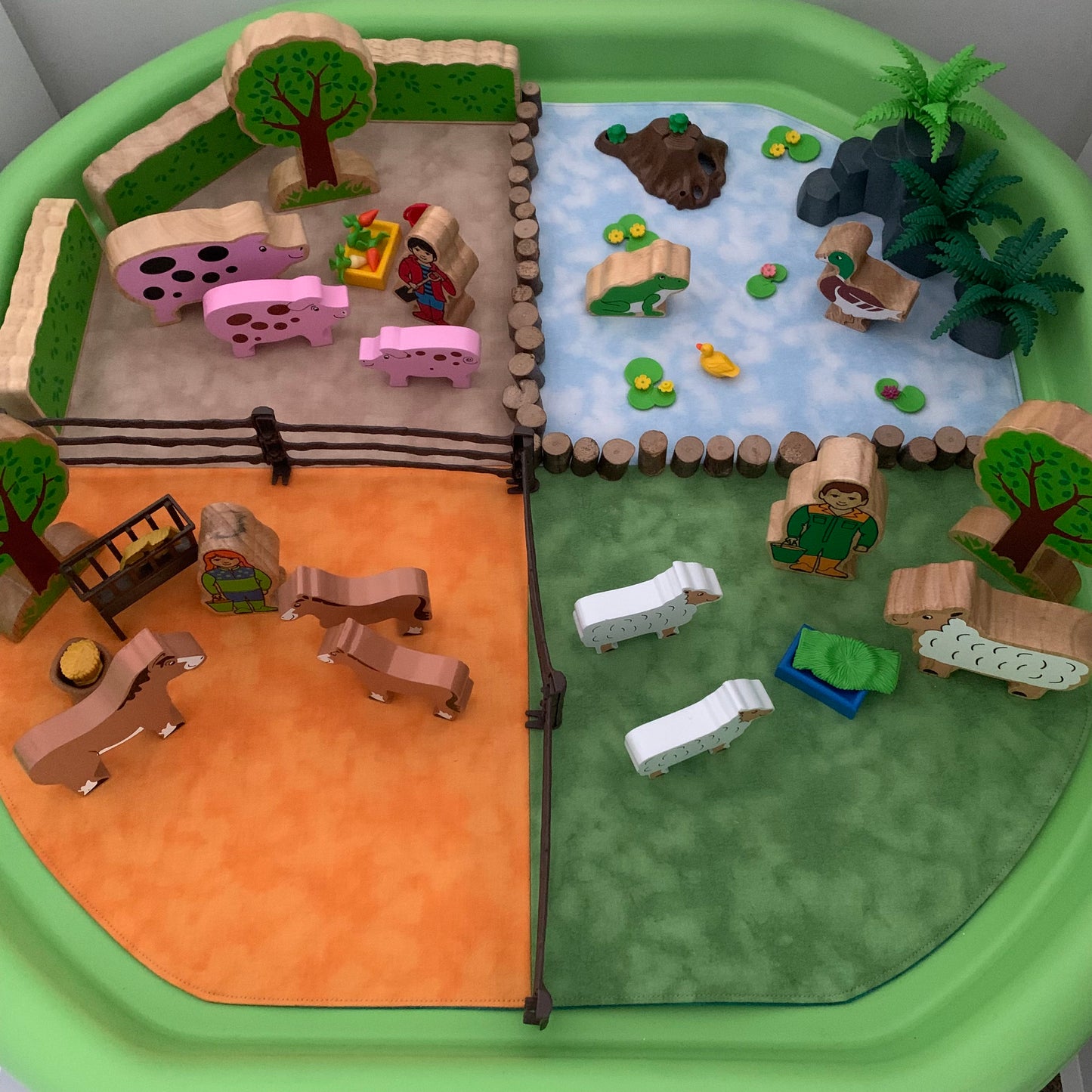 Tuff Tray Play Mat - IN STOCK - Four Sections - Jade Reverse