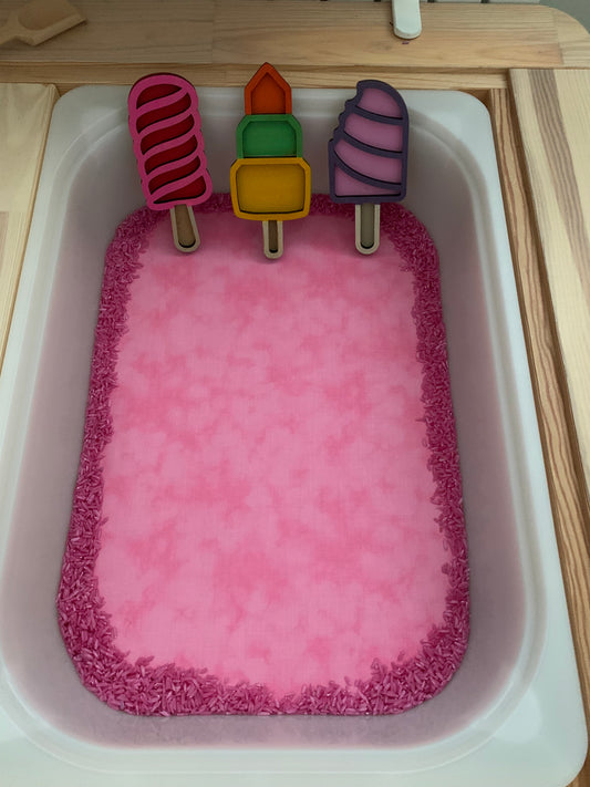 Pink & Light Green Tray Play Mat - MADE TO ORDER- Reversible Play mat